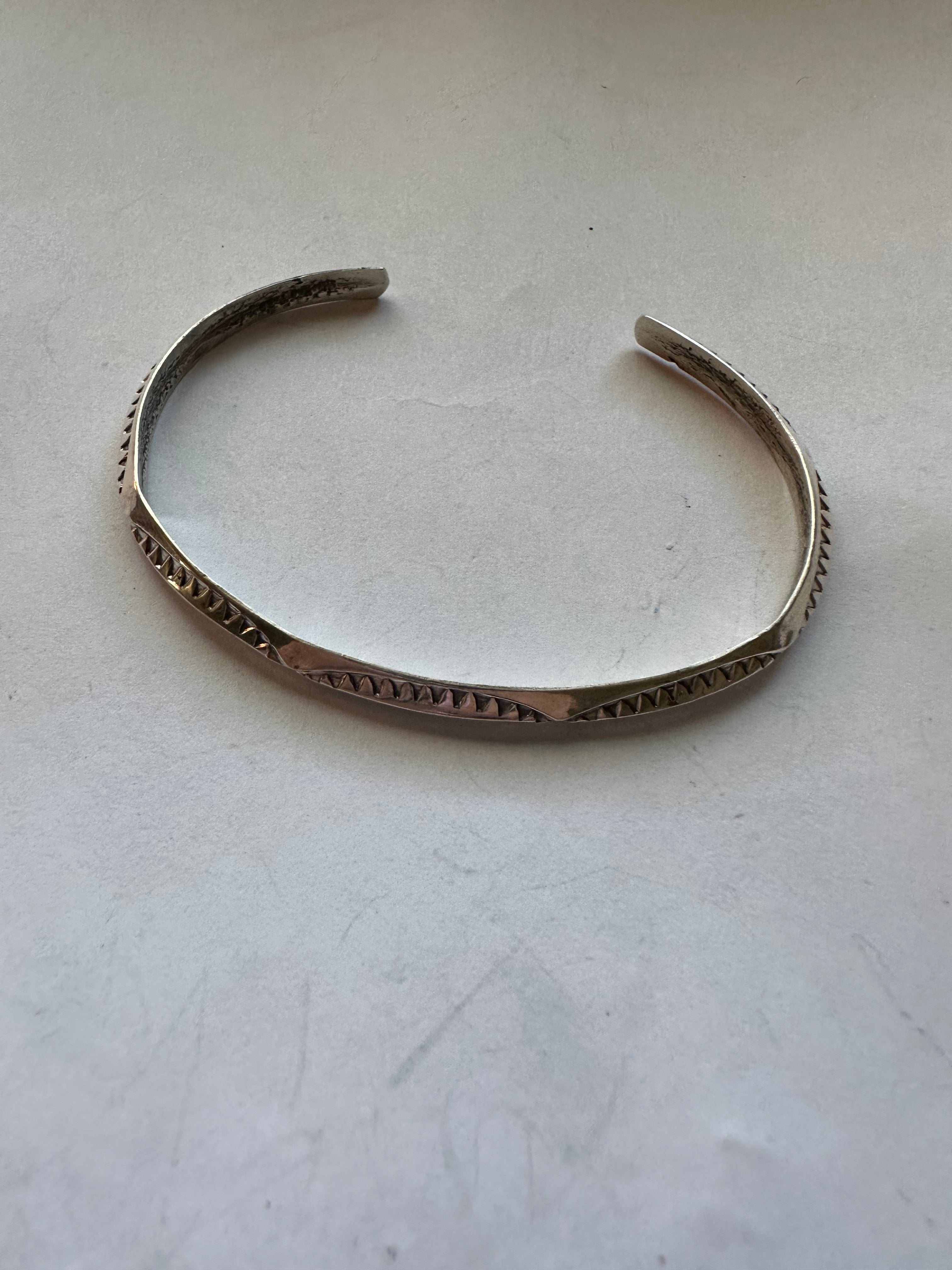 Handcrafted “The Tahe Stacker” Sterling Silver Star Adjustable Thin Cuff Bracelet Signed L Tahe