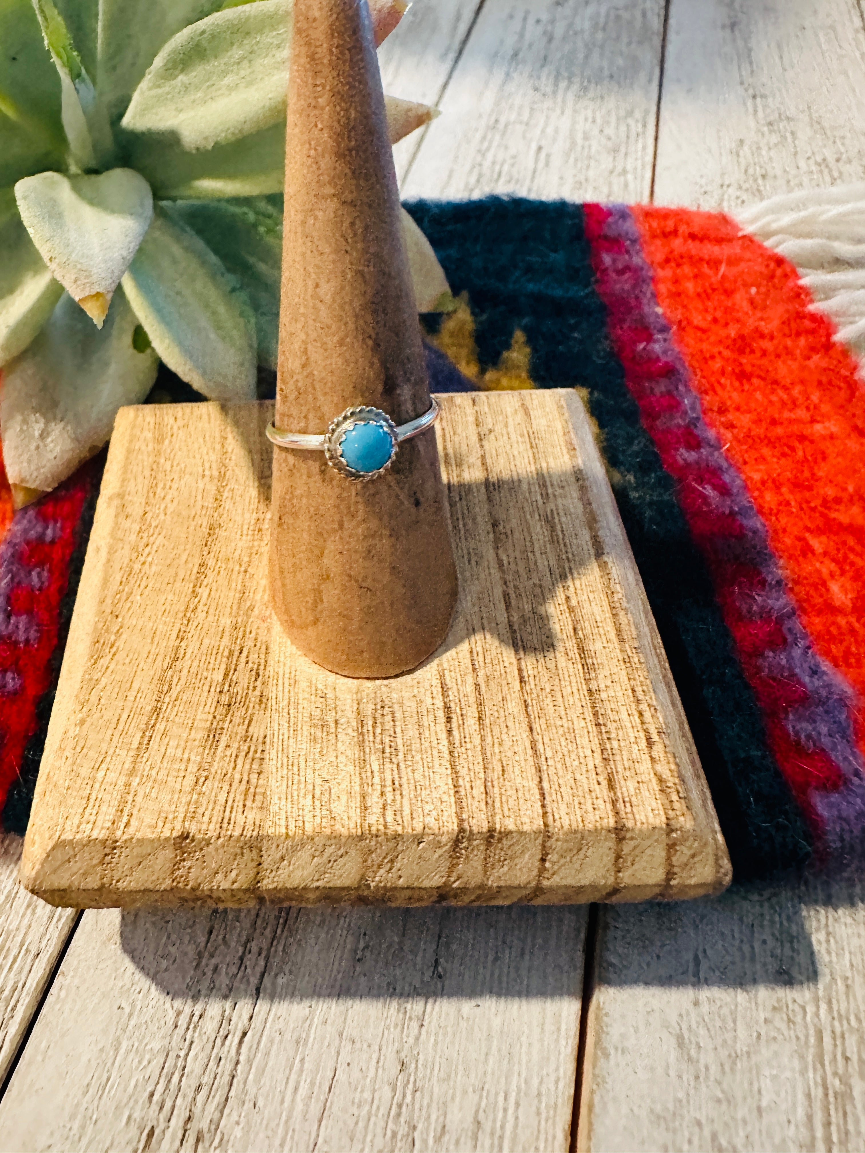 Handcrafted Turquoise & Sterling Silver Stacker Ring