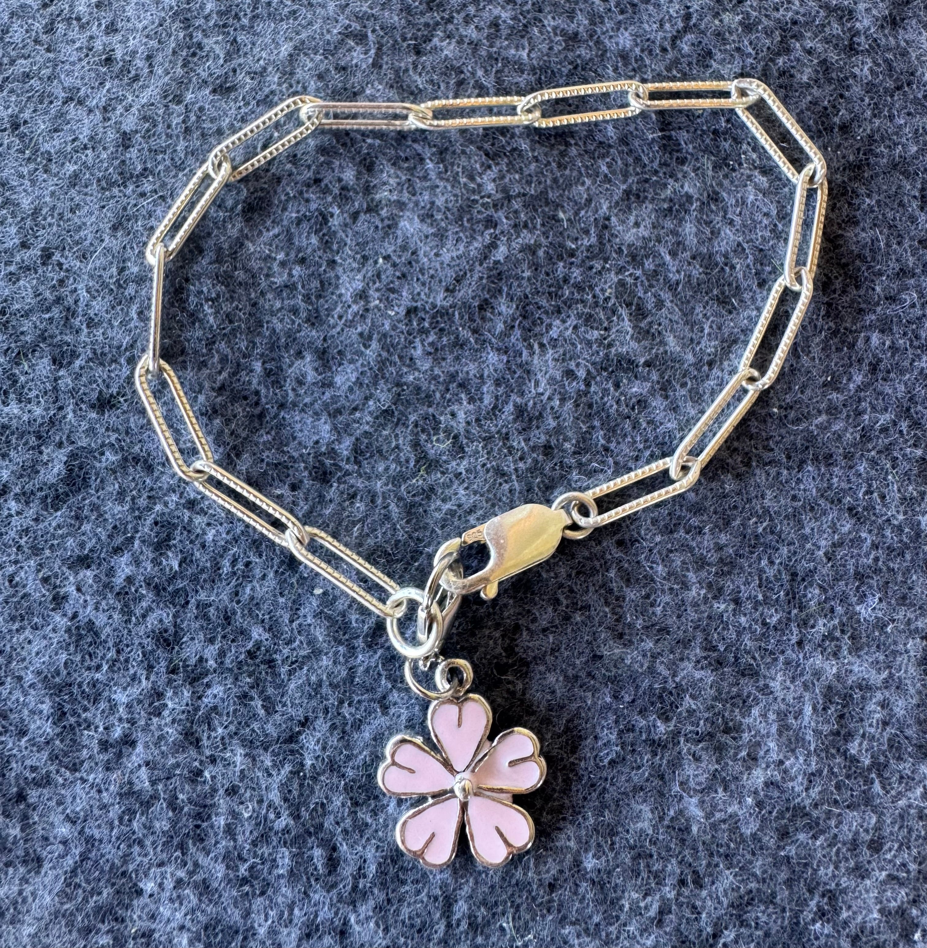 Handcrafted Sterling Silver Pink Daisy Charm