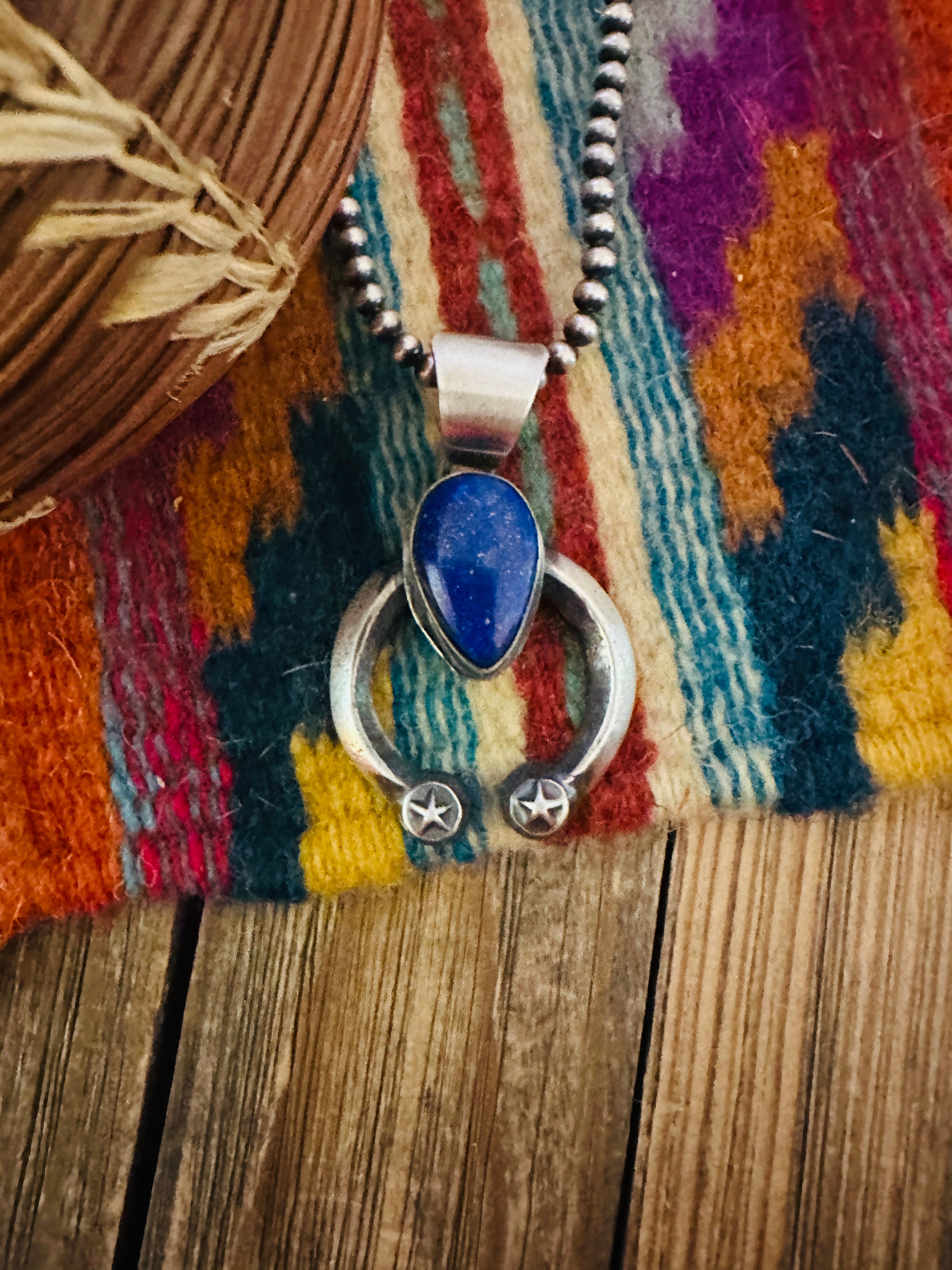 Handcrafted Sterling Silver & Lapis Naja Pendant by Chimney Butte