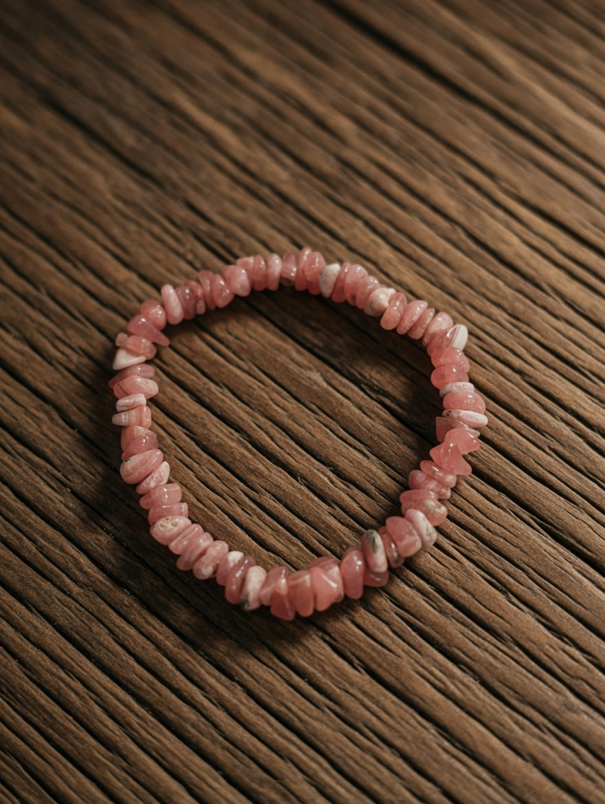 Rhodochrosite beaded Chips stretch bracelet