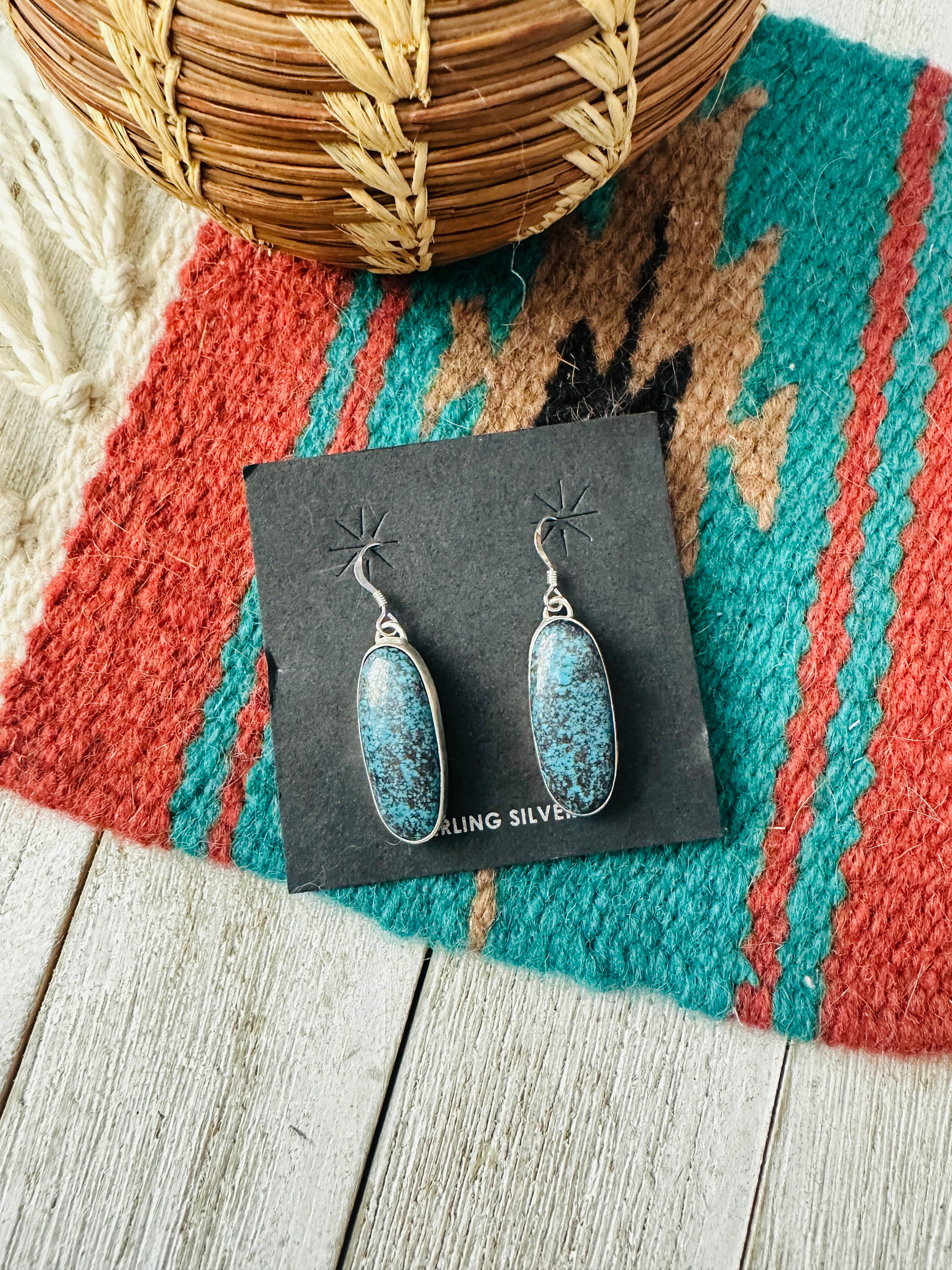 Navajo Turquoise & Sterling Silver Dangle Earrings