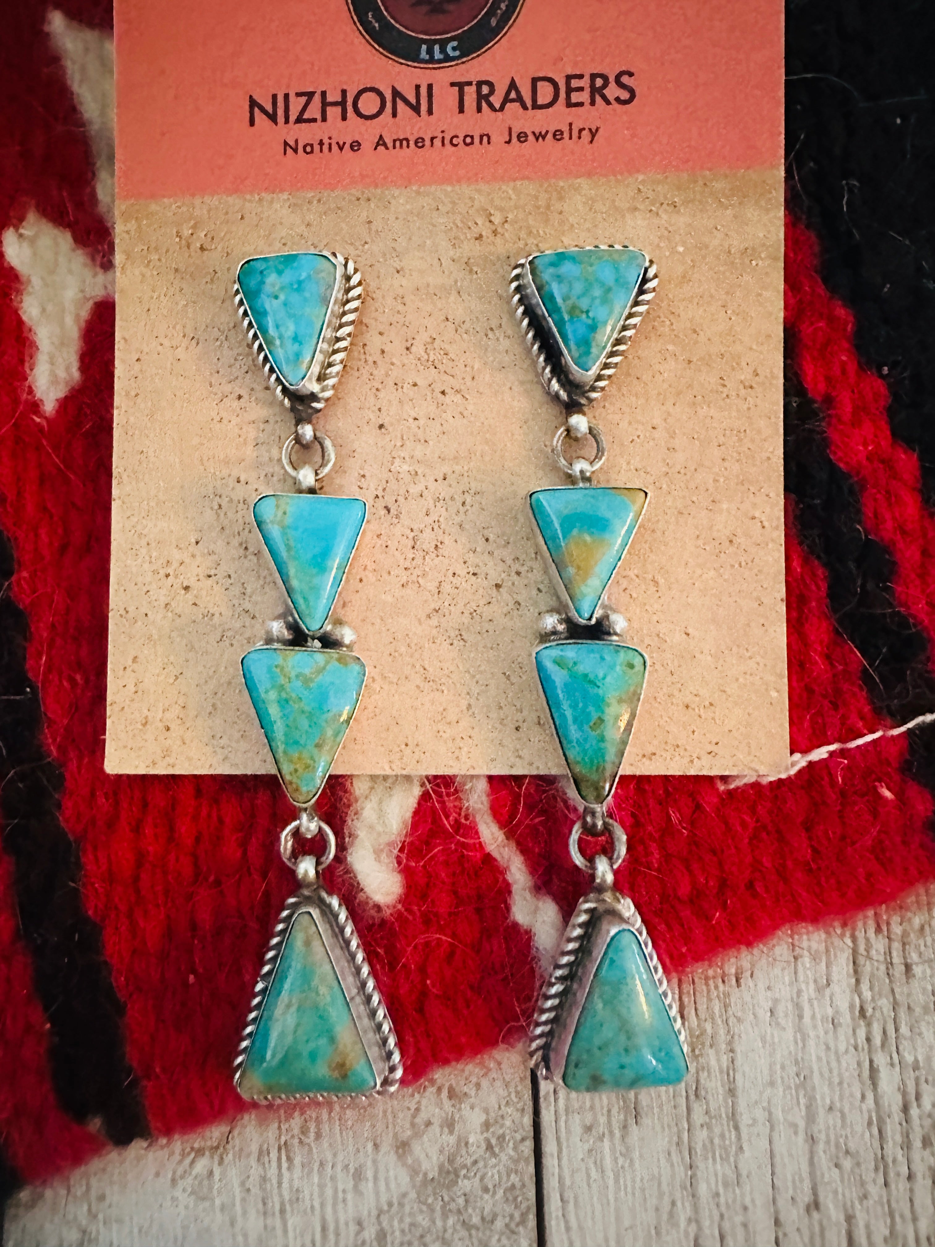 Handcrafted Turquoise & Sterling Silver Dangle Earrings