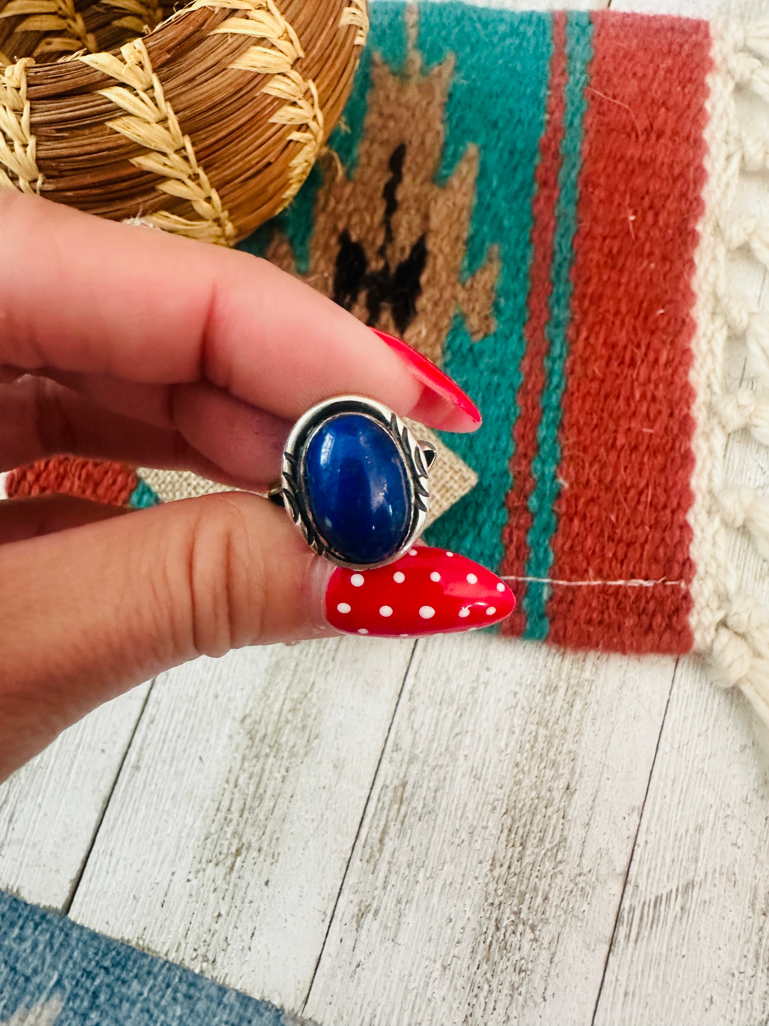 Handcrafted Old Pawn Sterling Silver & Lapis Ring