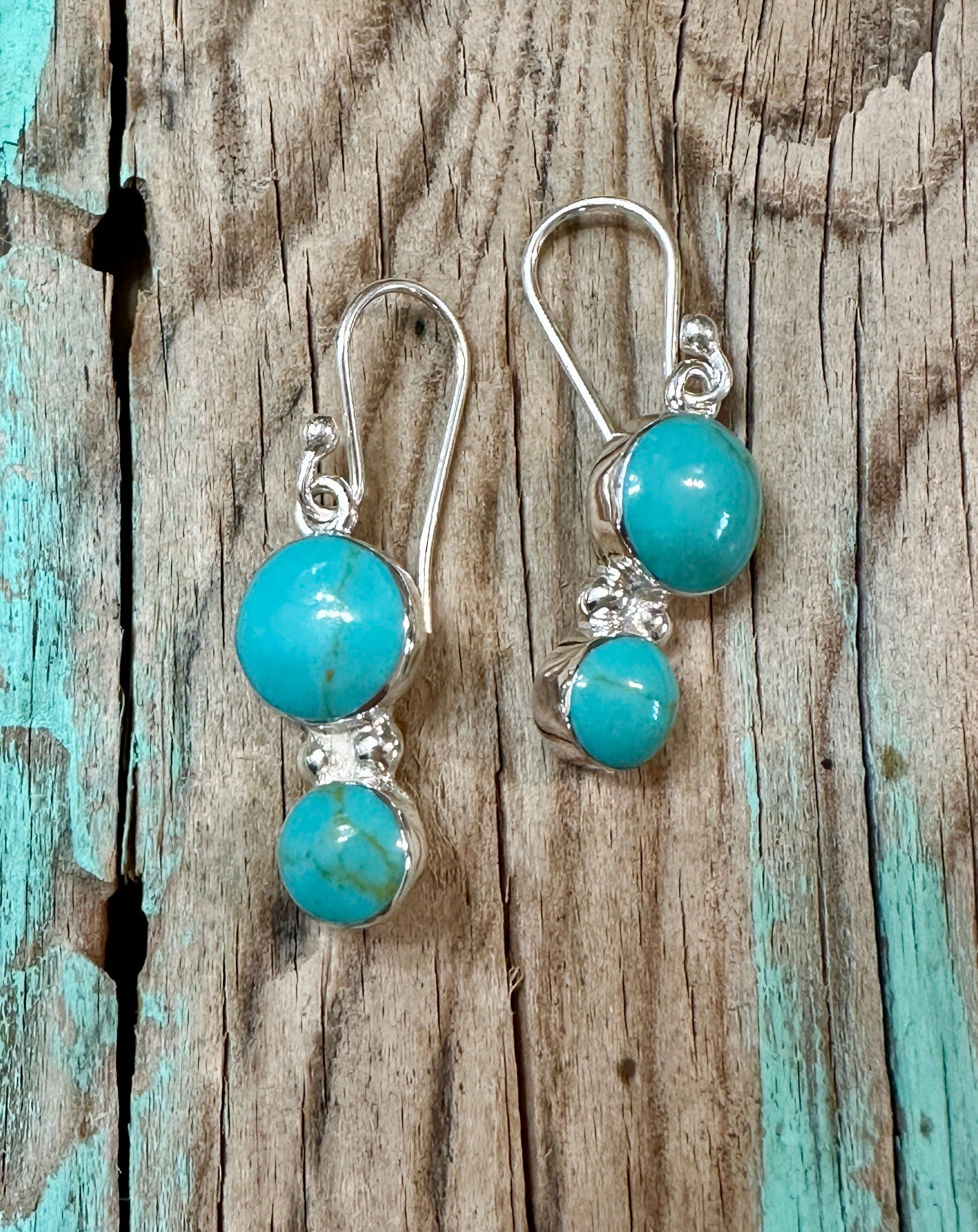 Double Turquoise Cabochons on Hooks