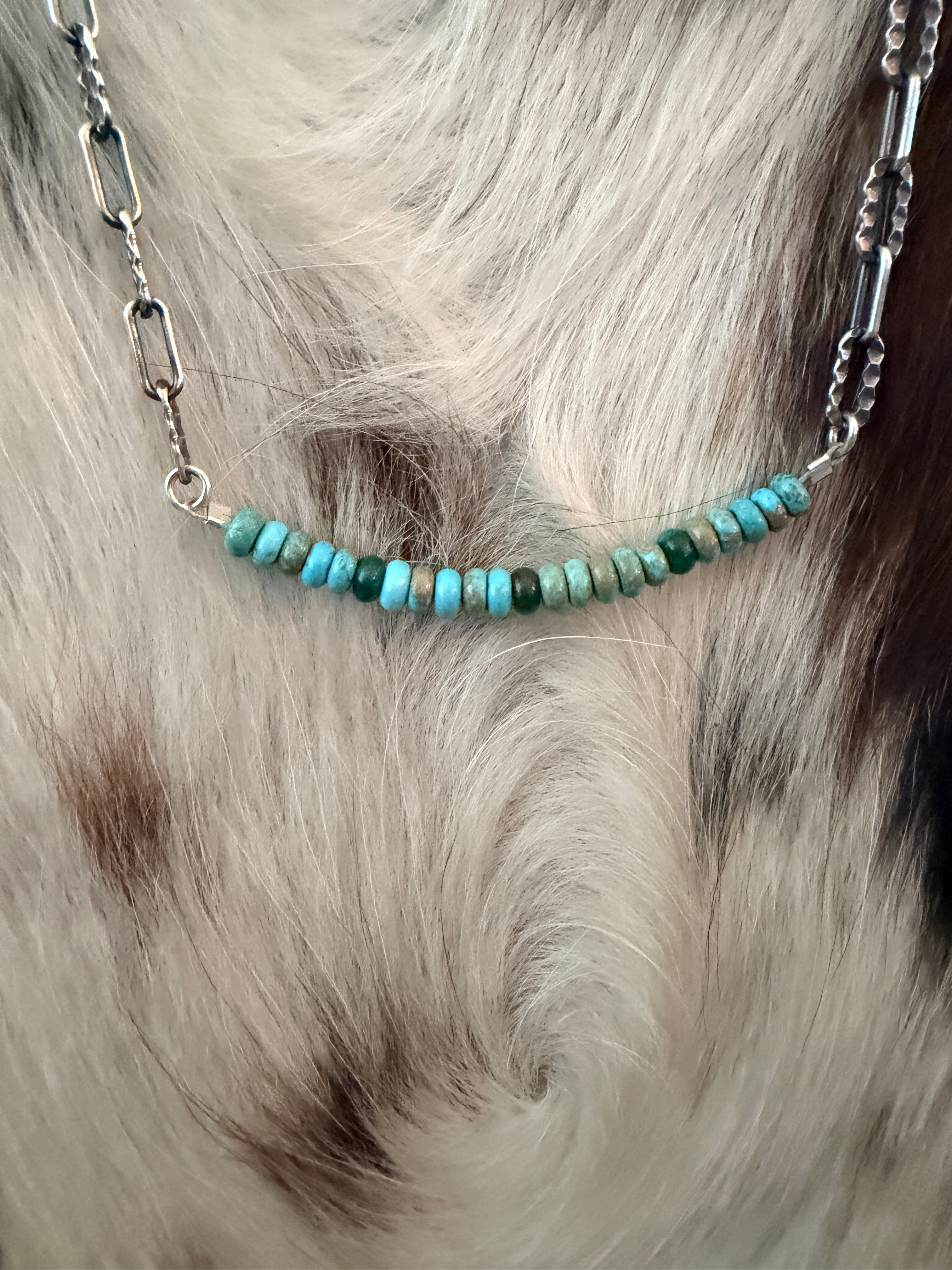 Handmade Sterling Silver & Turquoise Beaded Necklace