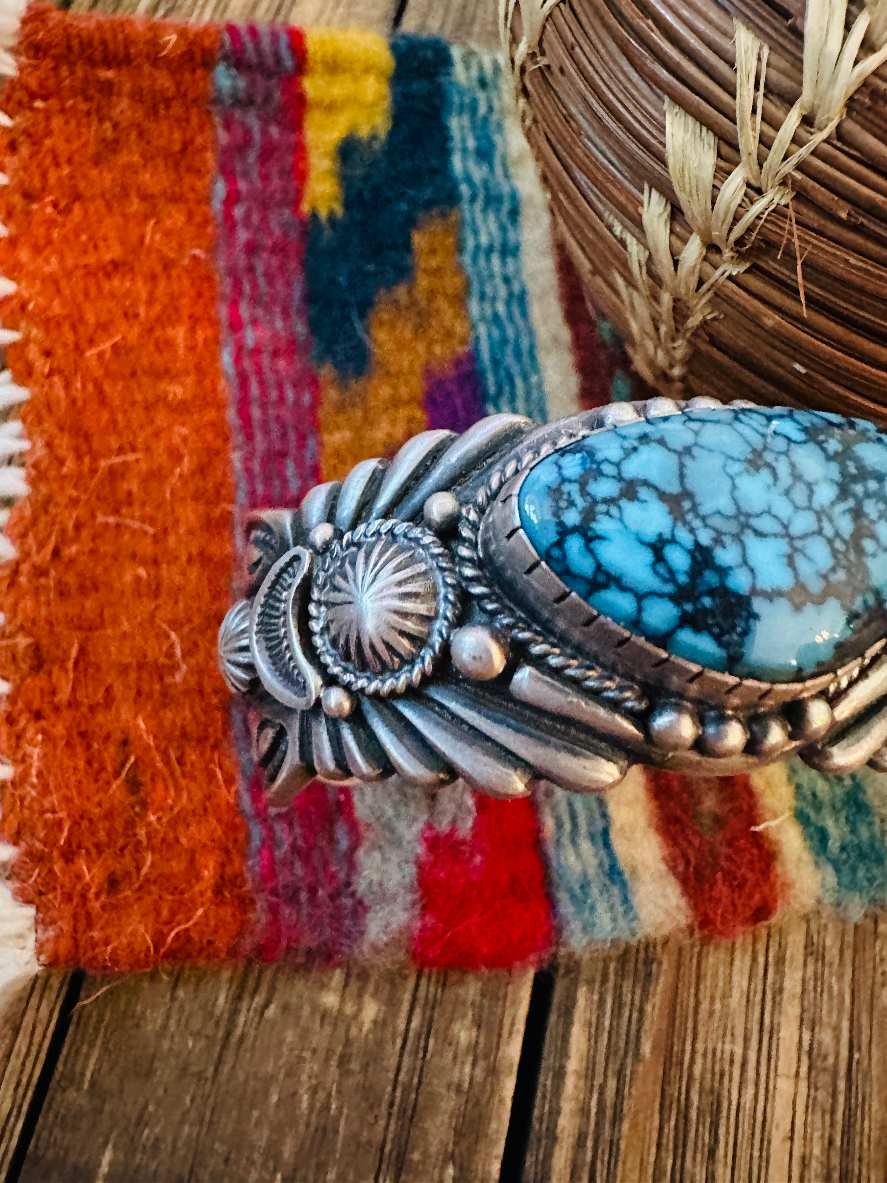 Handcrafted Tibetan Turquoise & Sterling Silver Cuff Bracelet