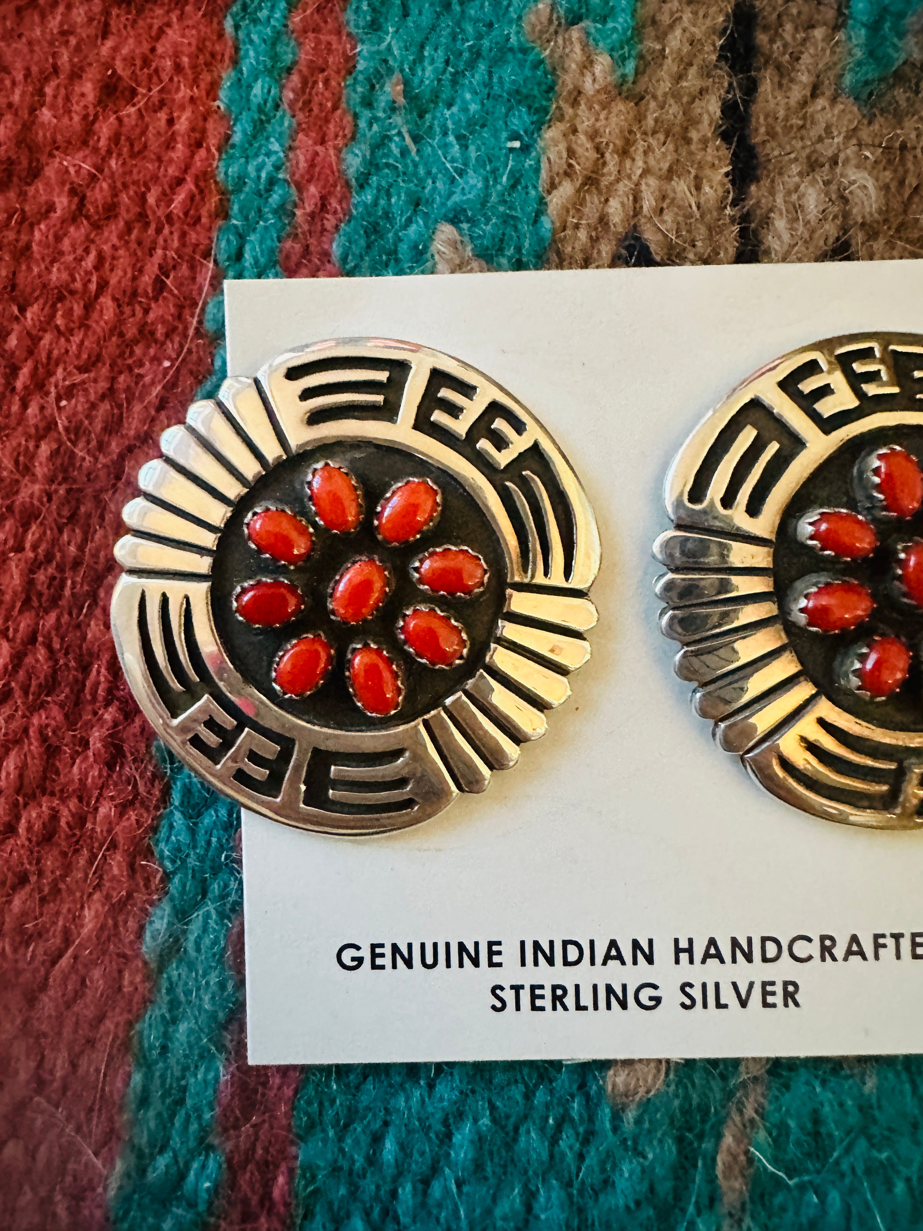 Handcrafted Coral & Sterling Silver Post Earrings