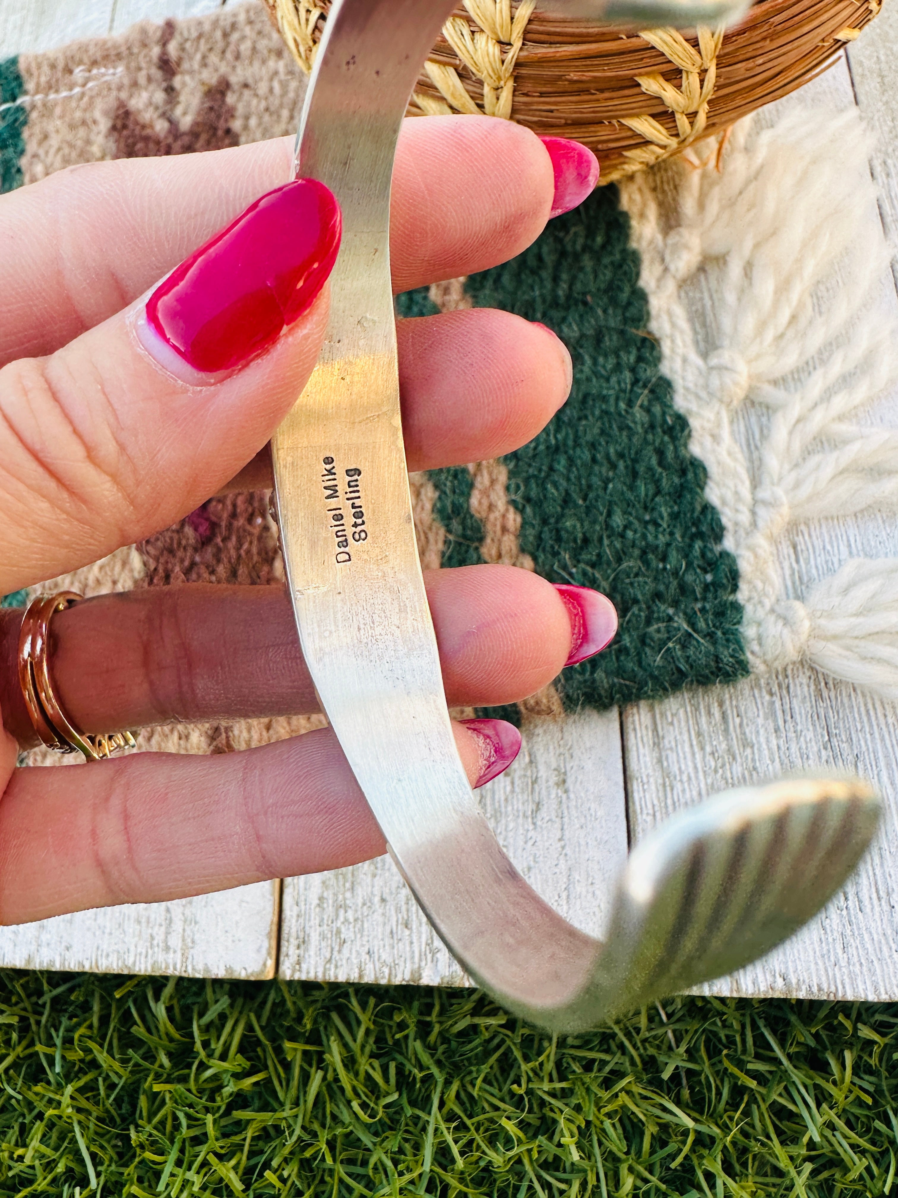 Handcrafted Old Pawn Sterling Silver & Multi Stone Cuff Bracelet by Daniel Mike