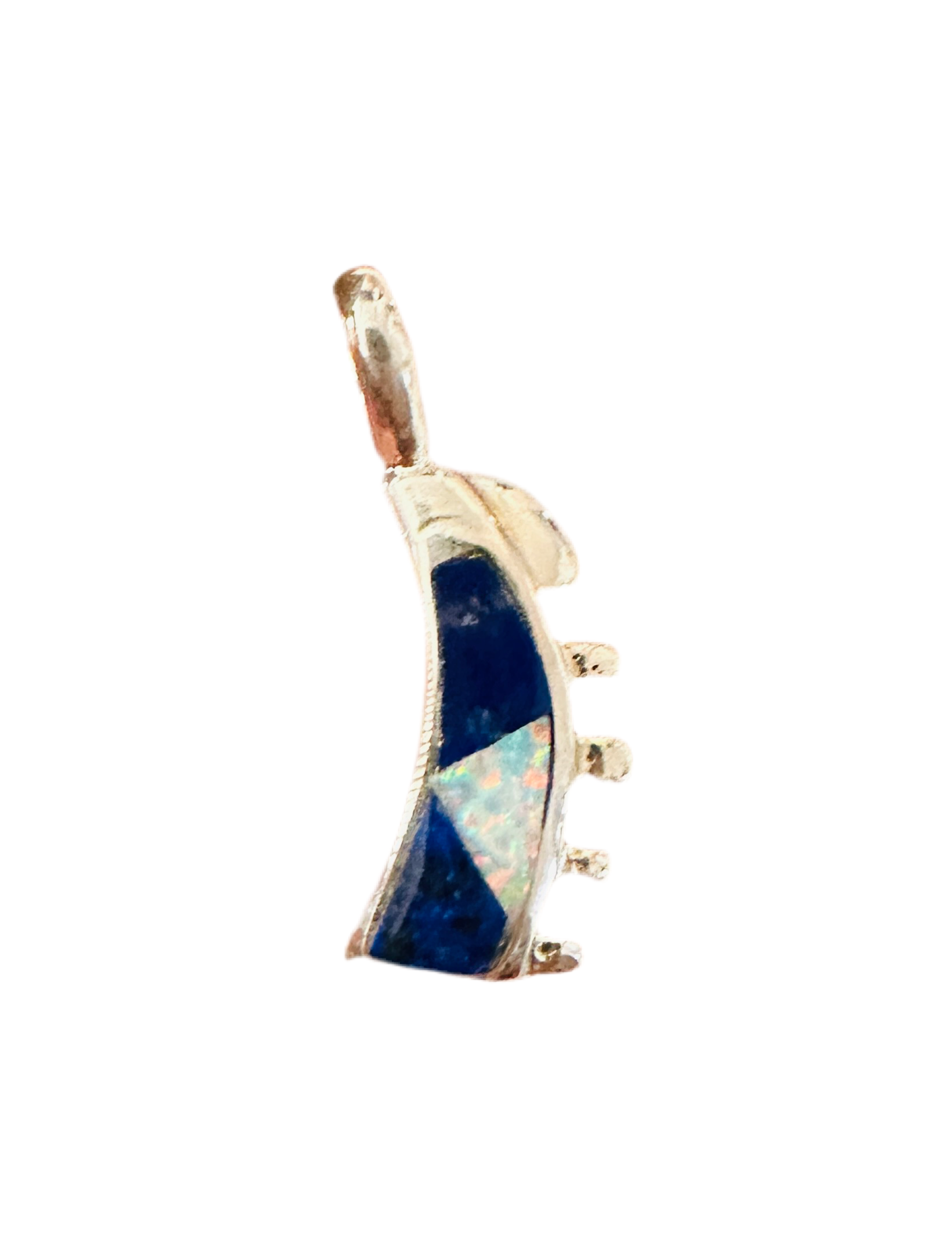 Handcrafted Lapis, Opal & Sterling Silver Inlay Pendant