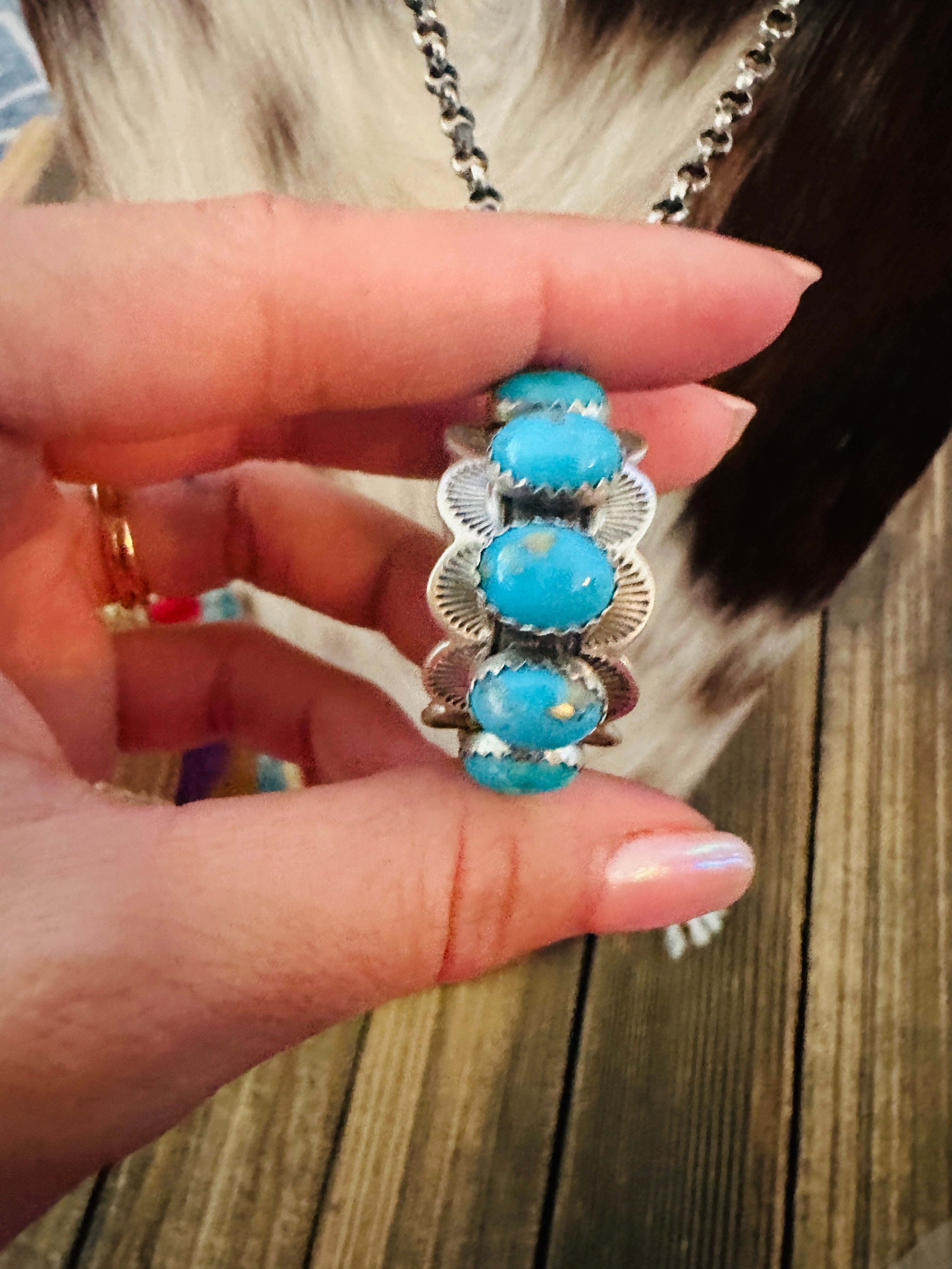 Handcrafted Turquoise & Sterling Silver Ring Necklace by Patrick Yazzie