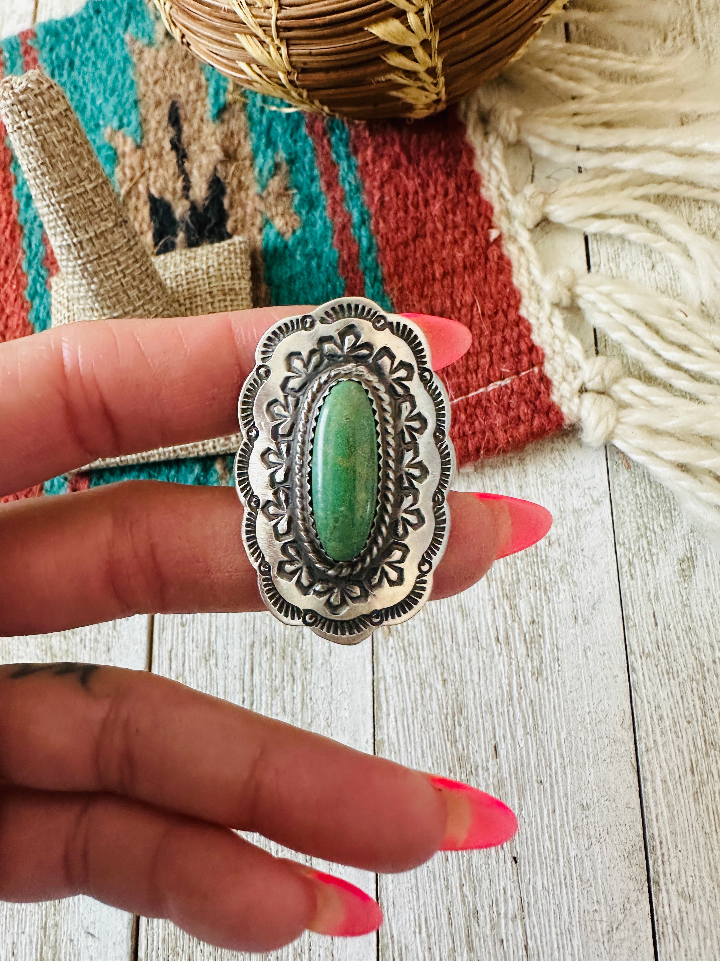 Handcrafted Turquoise & Sterling Silver Concho Ring