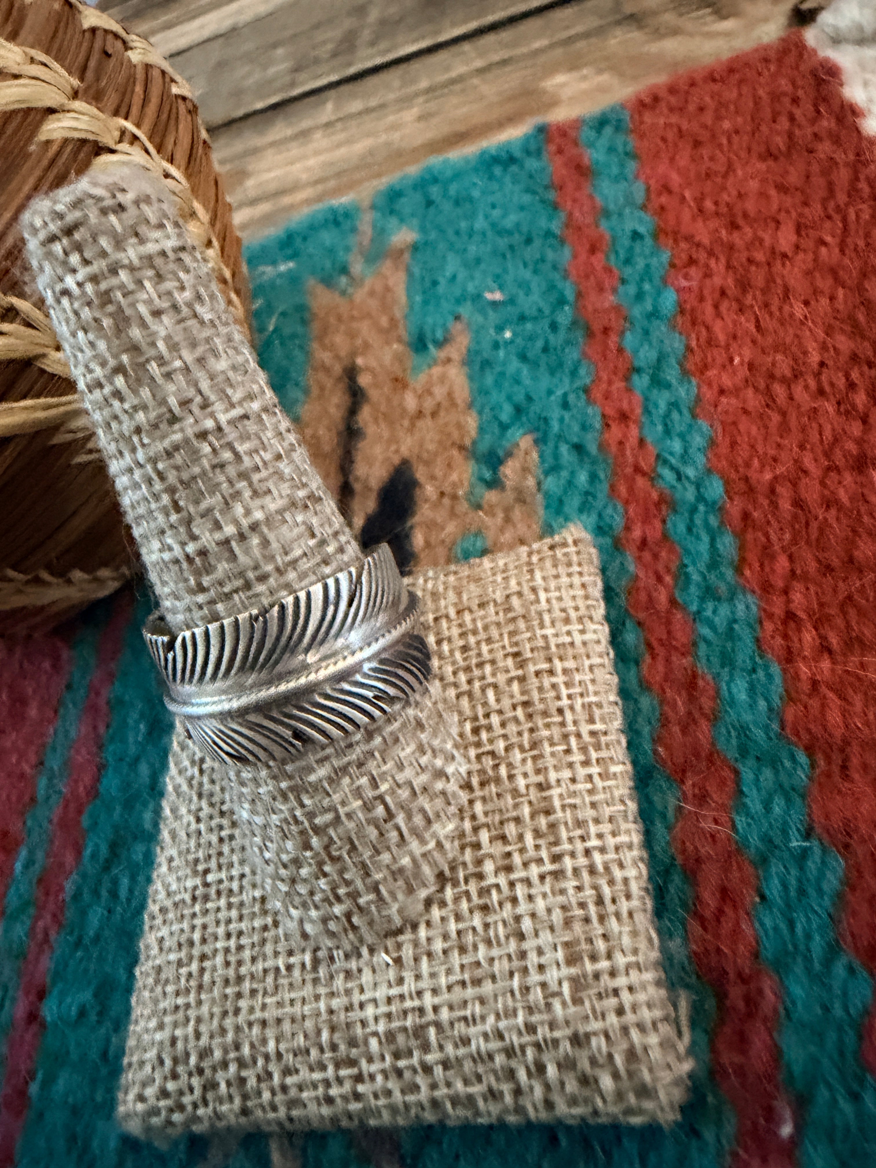 Handcrafted Sterling Silver Feather Band Ring