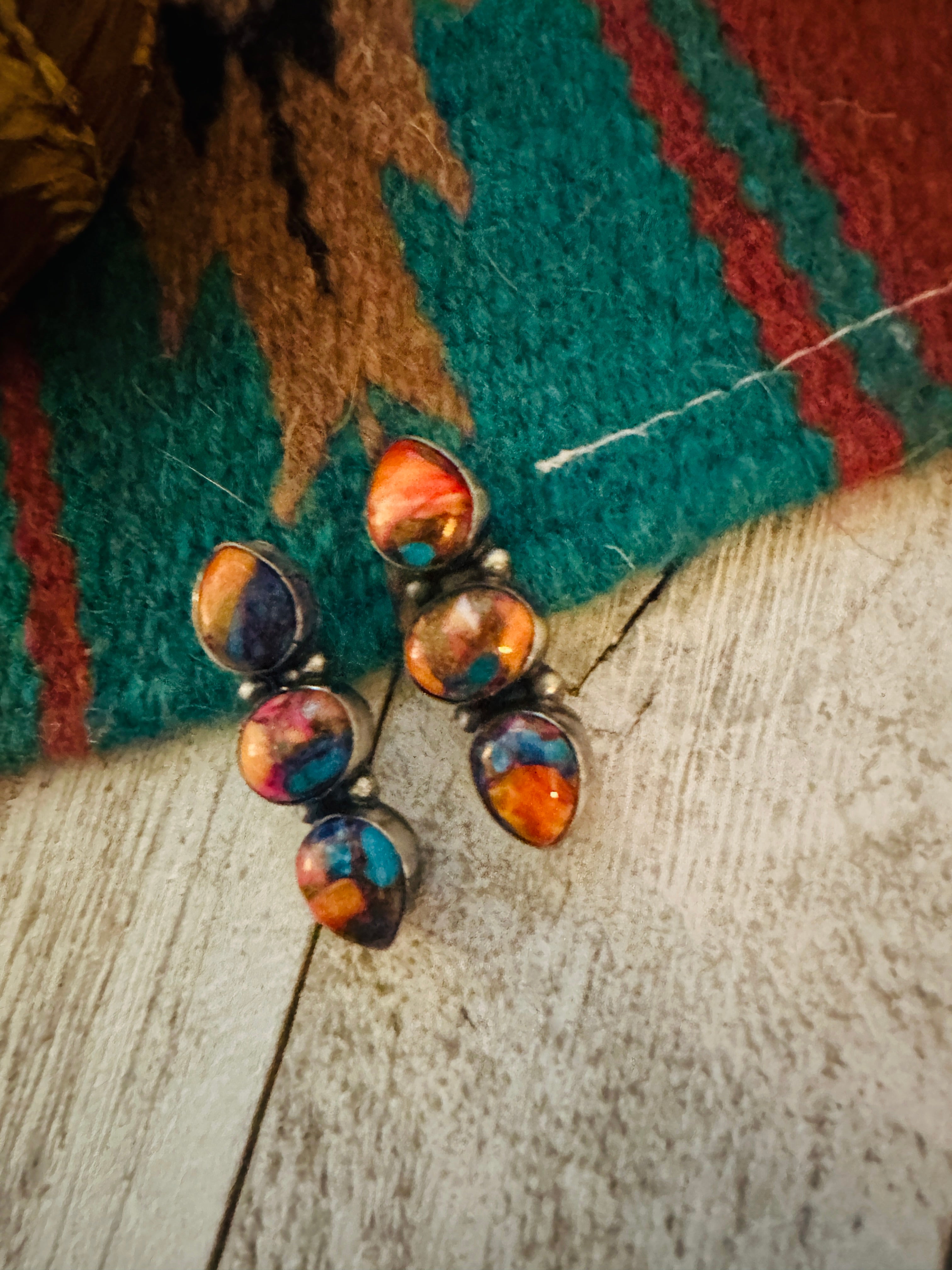 Handcrafted Pink Dream Mojave & Sterling Silver Post Earrings