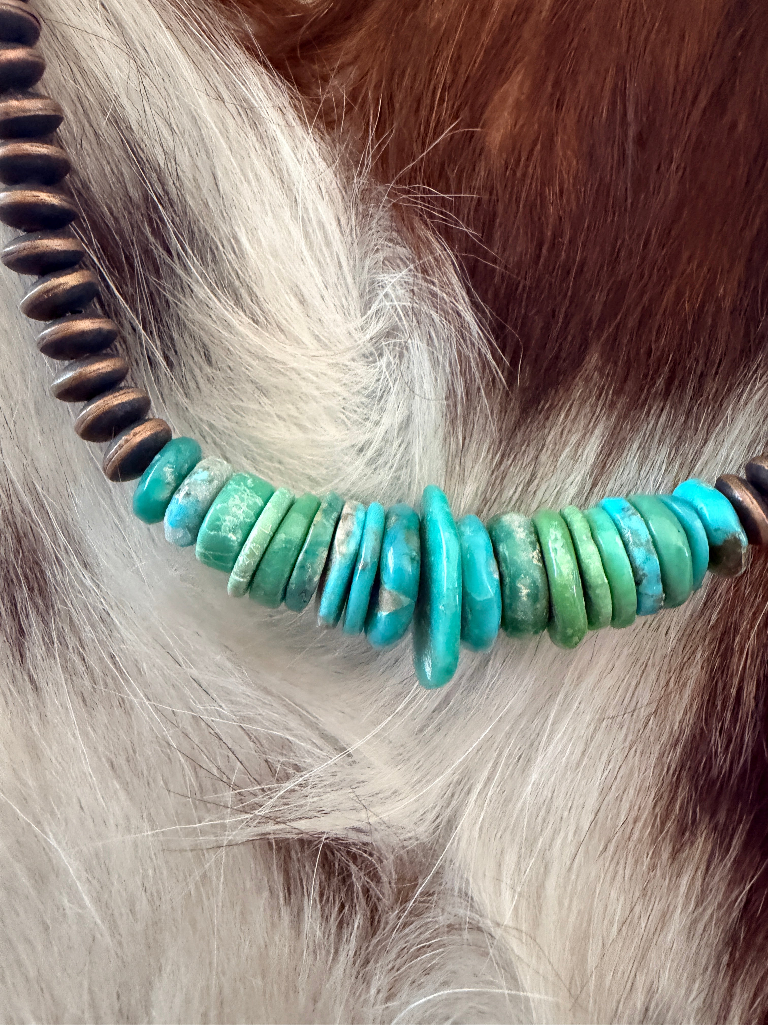 Handcrafted Turquoise & Copper 16” Beaded Necklace