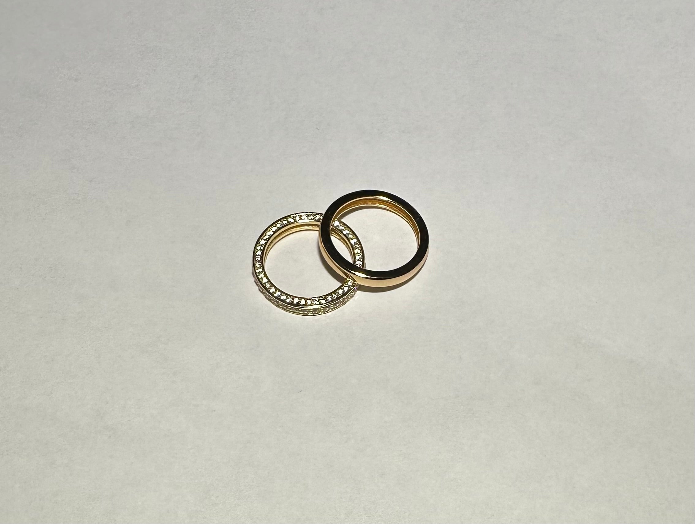 Sterling Silver Gold Jackie CZ Stacking 2 Ring Set