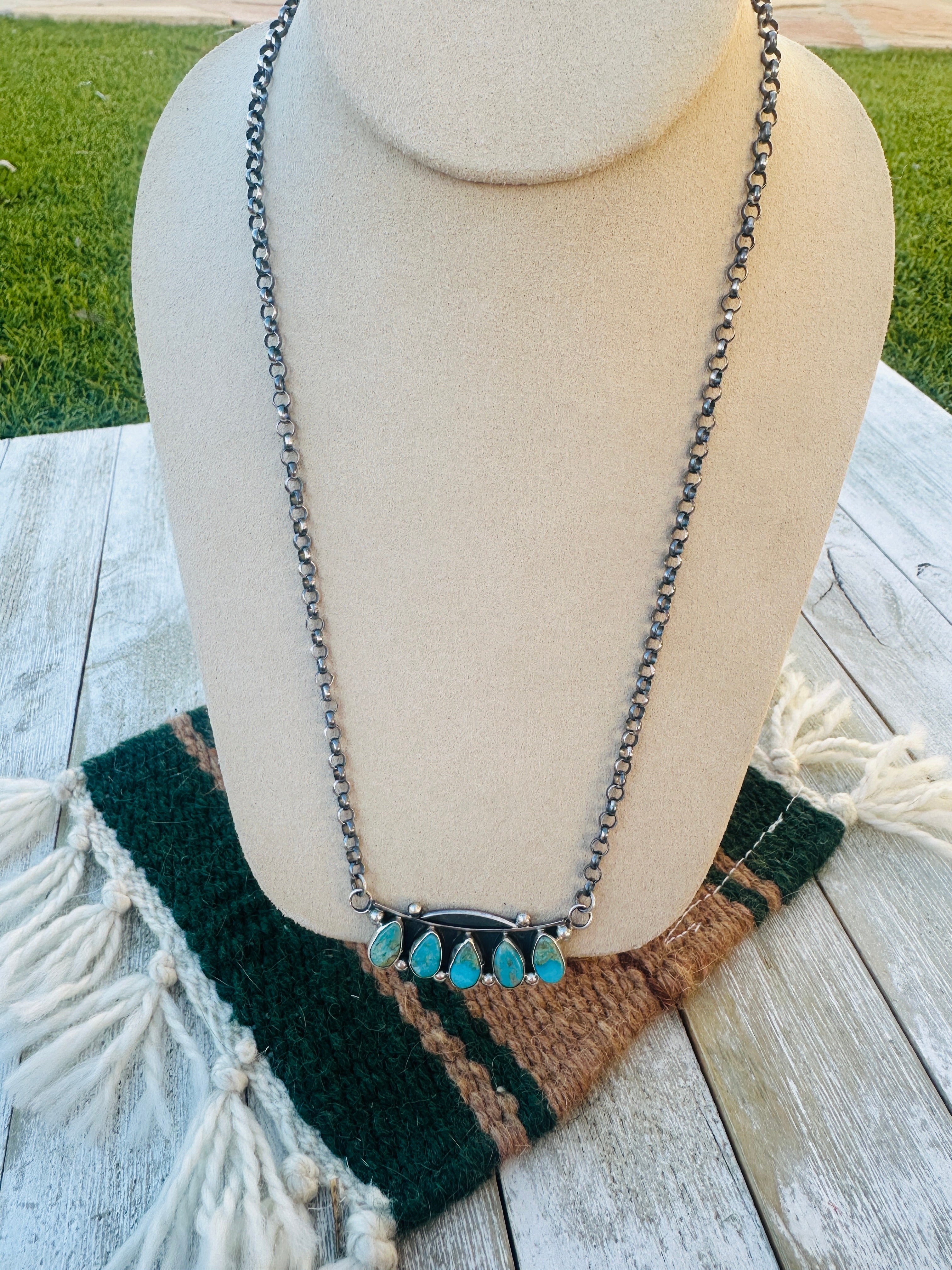 Handcrafted Turquoise & Sterling Silver Necklace by Jacqueline Silver