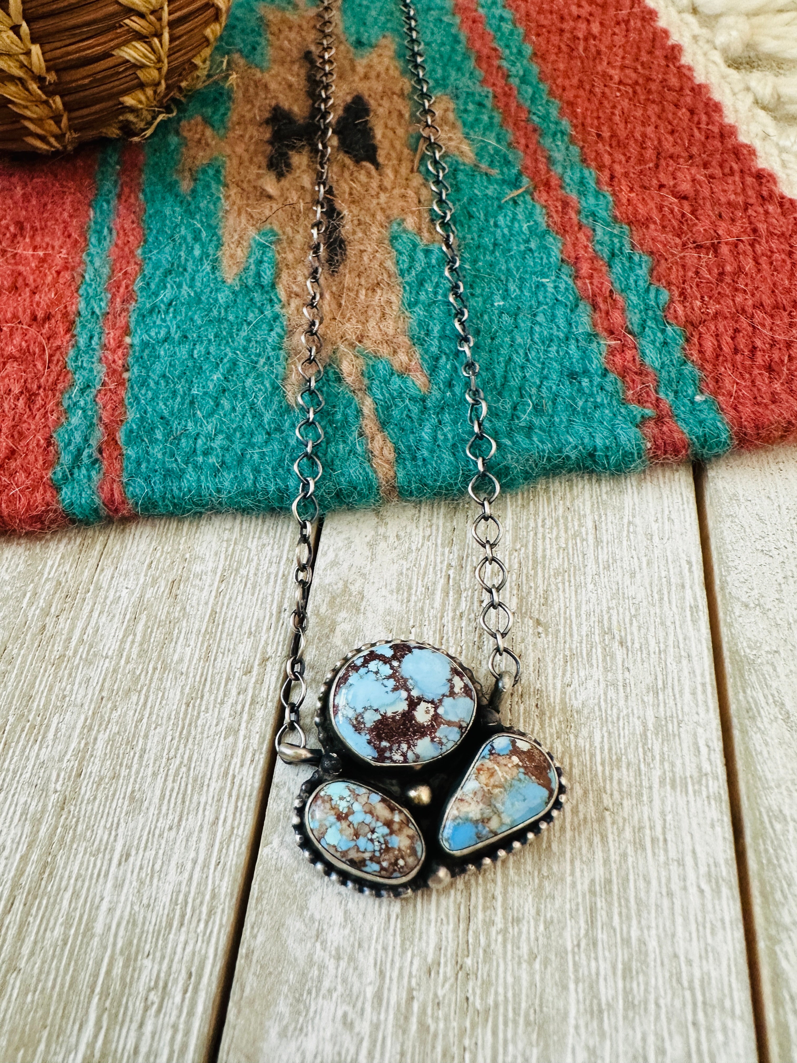 Handcrafted Sterling Silver & Golden Hills Turquoise Cluster Necklace