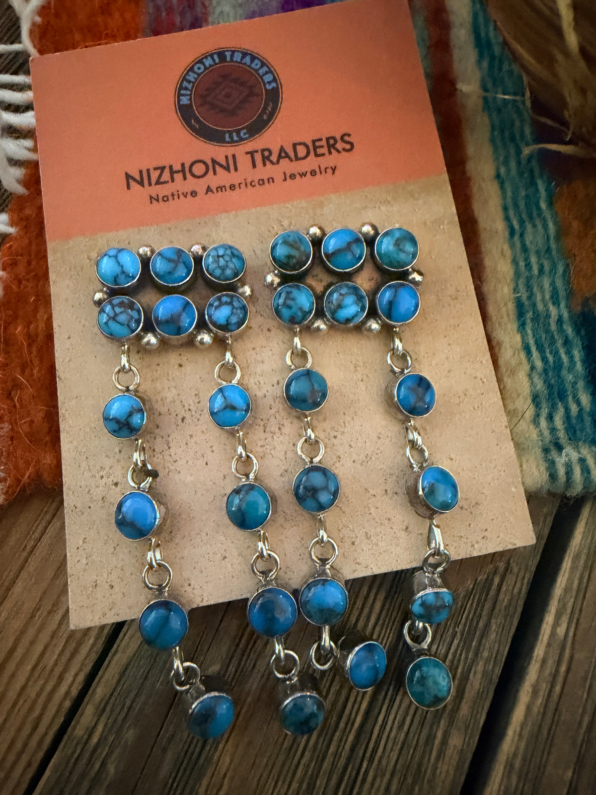 Handcrafted Sleeping Beauty Turquoise & Sterling Silver Chandelier Dangle Earrings by Lucinda Linkin