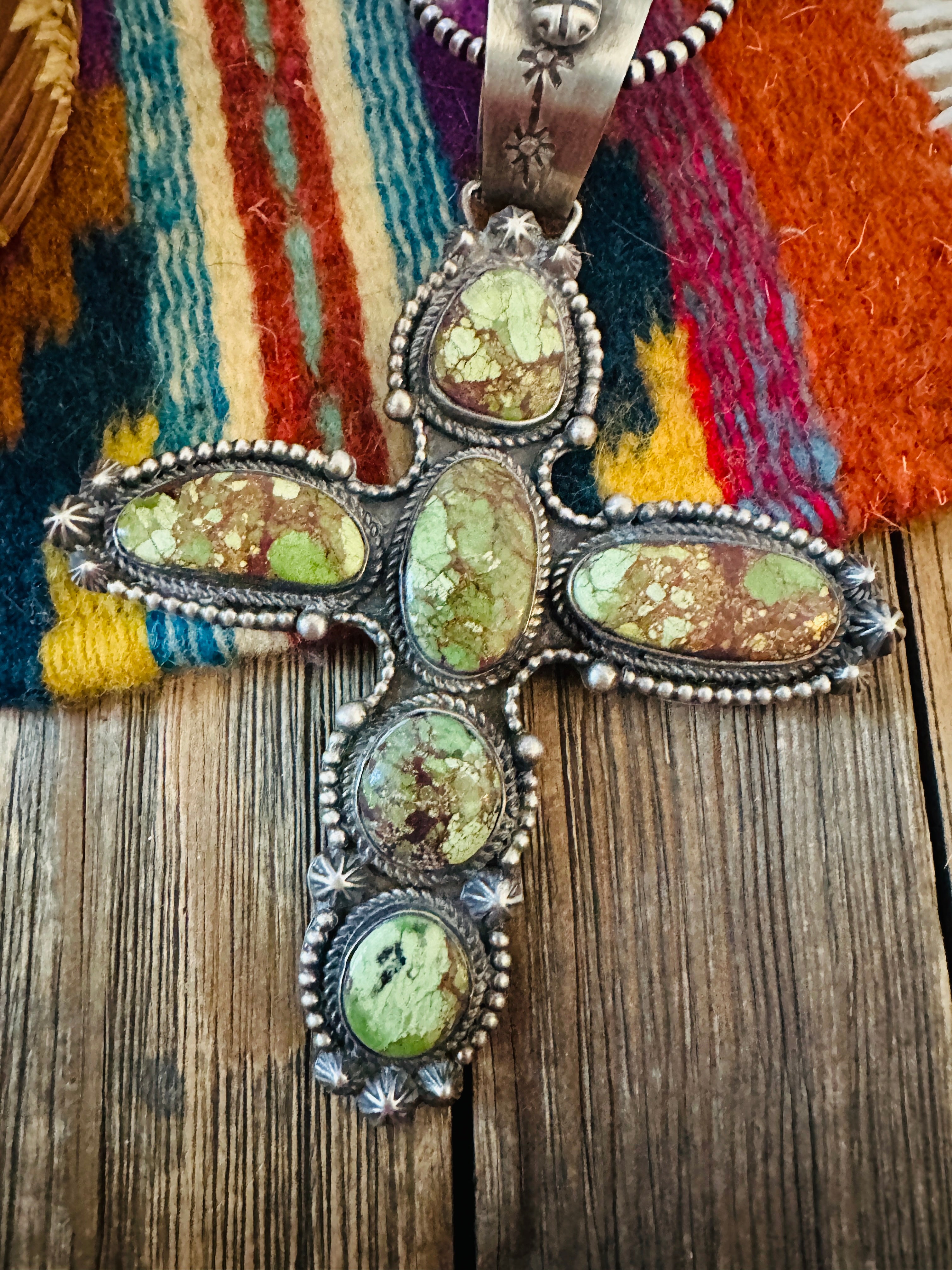 Handcrafted Sterling Silver & Egyptian Turquoise Cross Pendant by Rosella Paxson