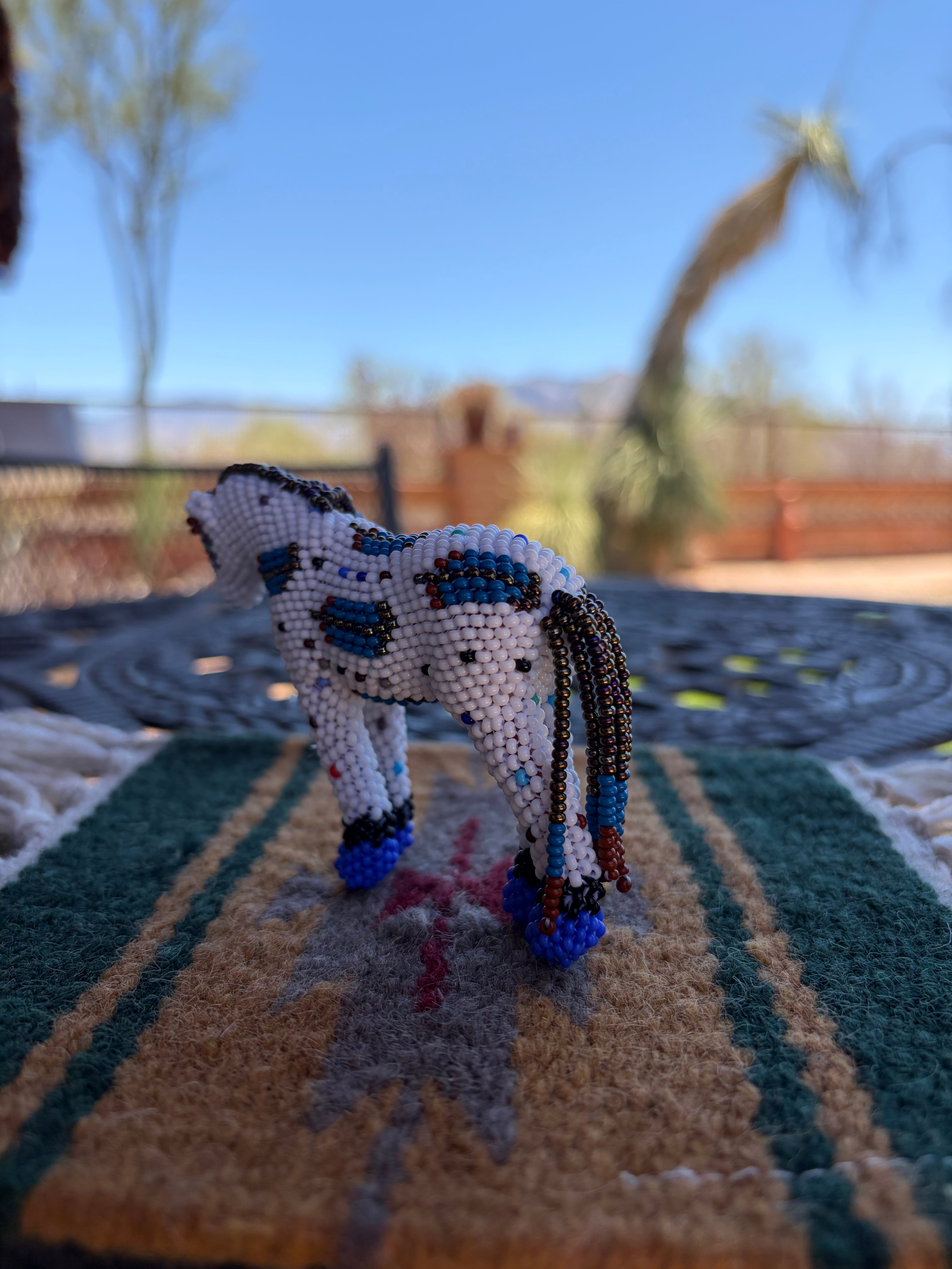 Handmade Peyote Stitched Horse Figurine- White 11