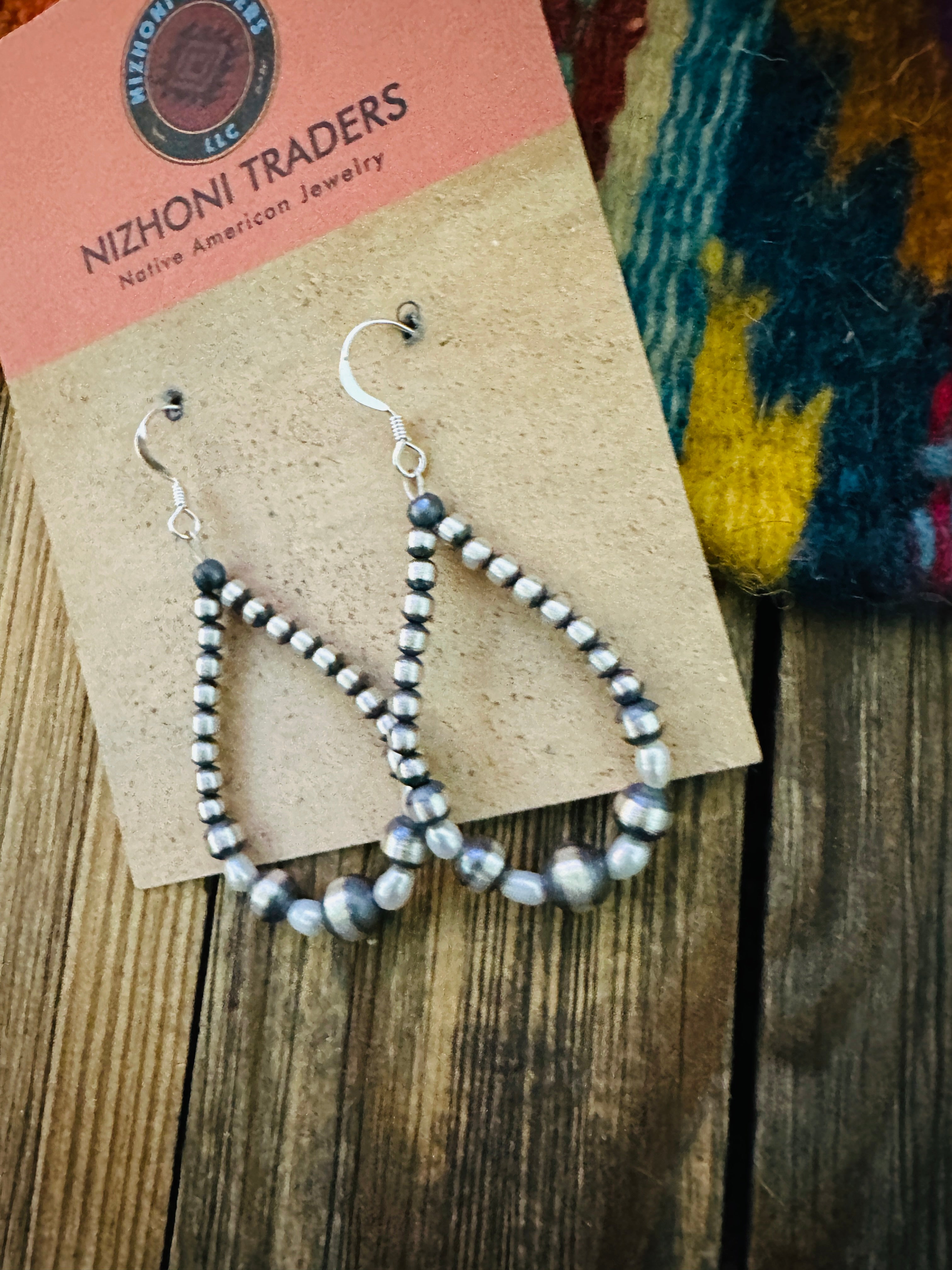Handcrafted Freshwater Pearl & Sterling Silver Pearl Beaded Dangle Hoop Earrings