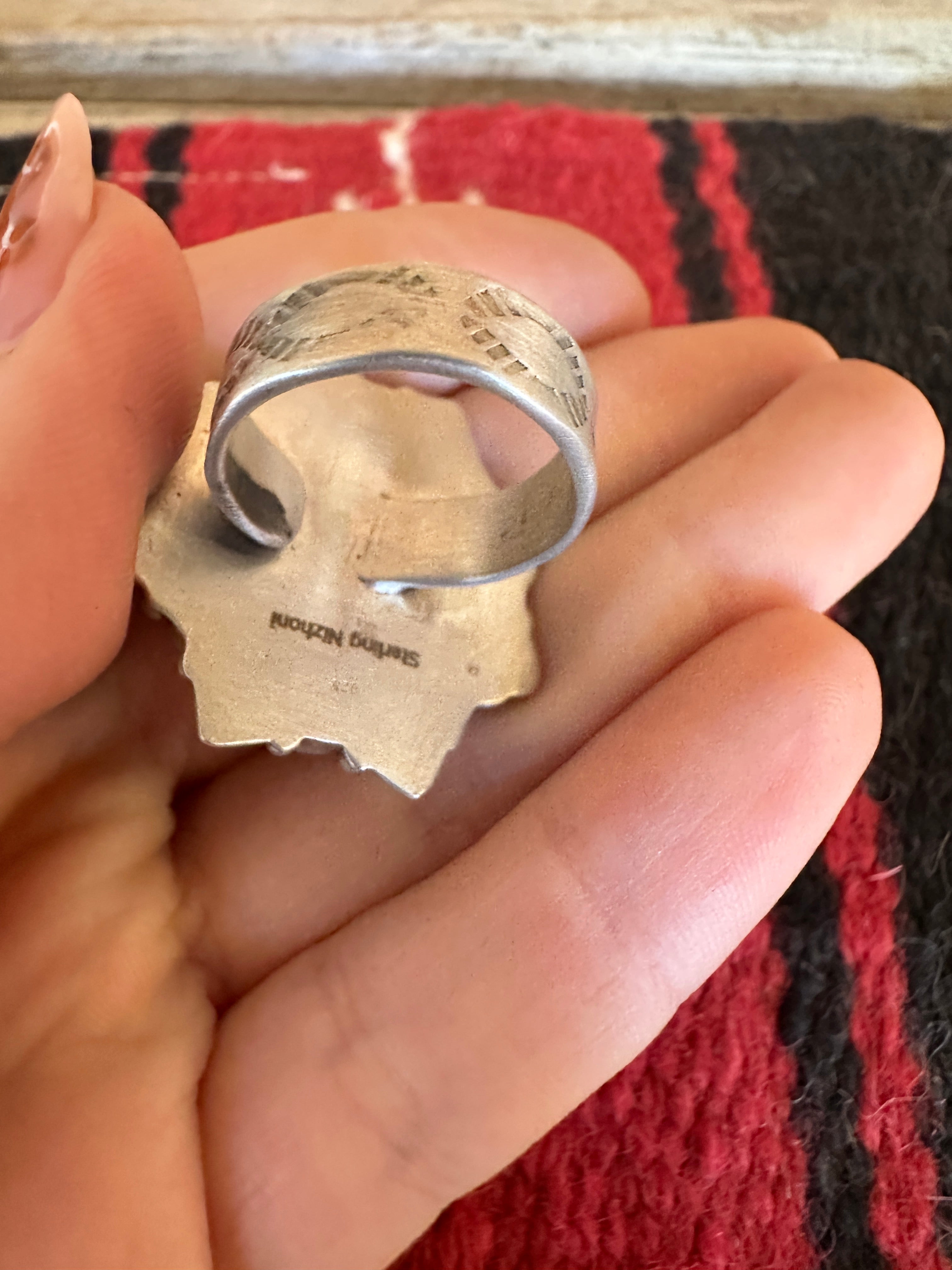 Handmade Turquoise And Sterling Silver Adjustable Ring