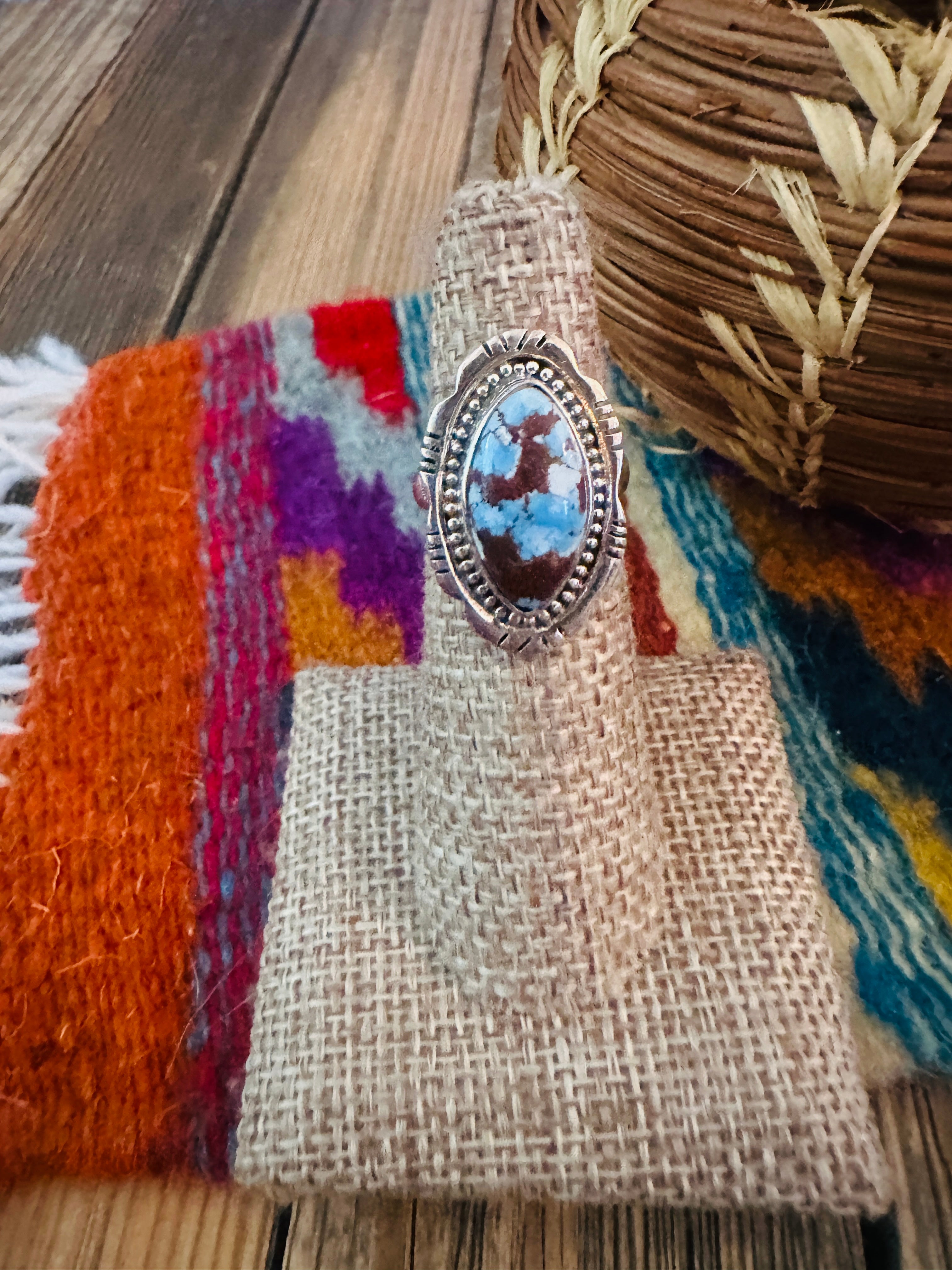 Handcrafted Golden Hills Turquoise & Sterling Silver Ring Size 5