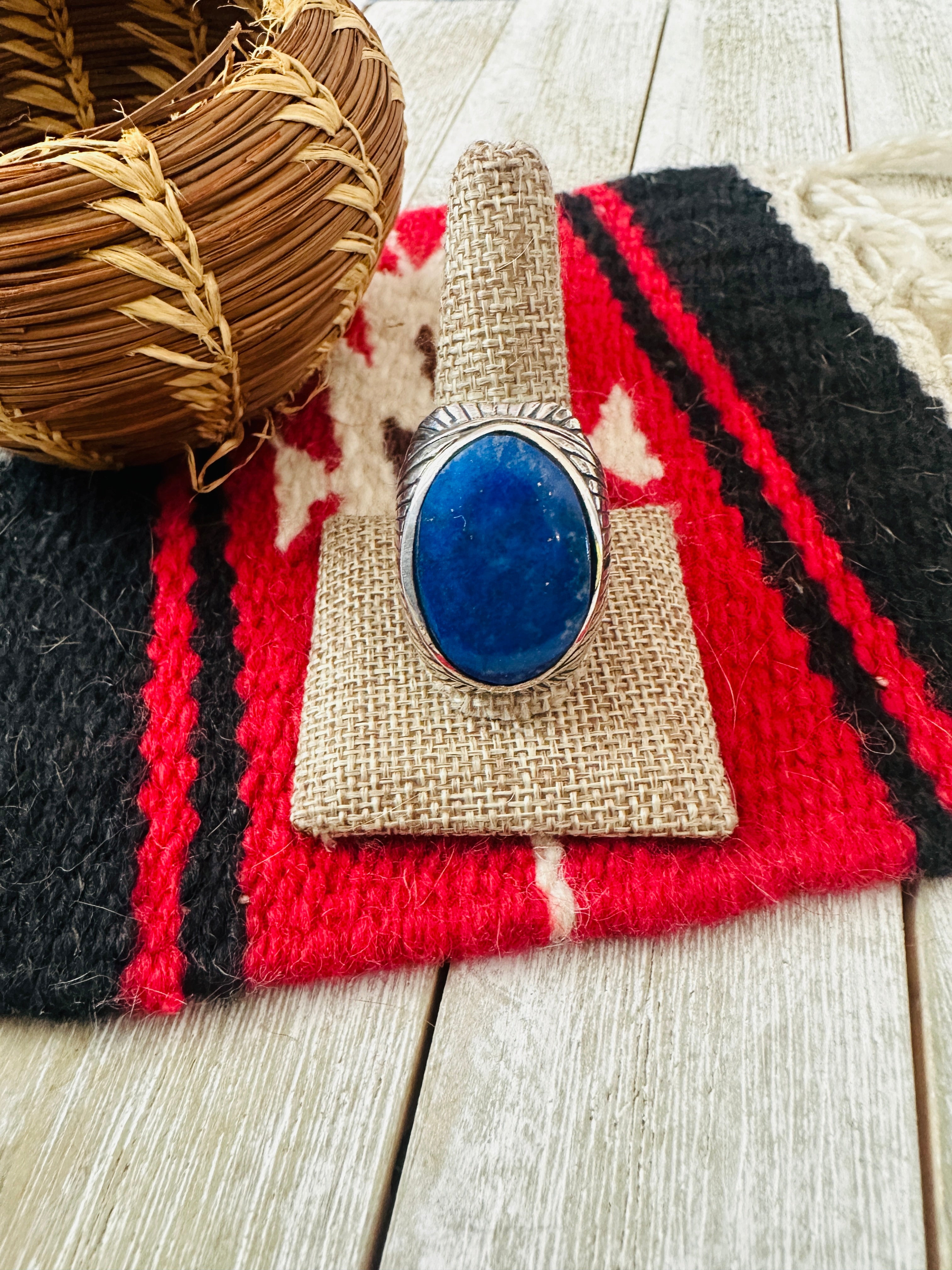 Old Pawn Navajo Sterling Silver & Lapis Men’s Ring Size 12