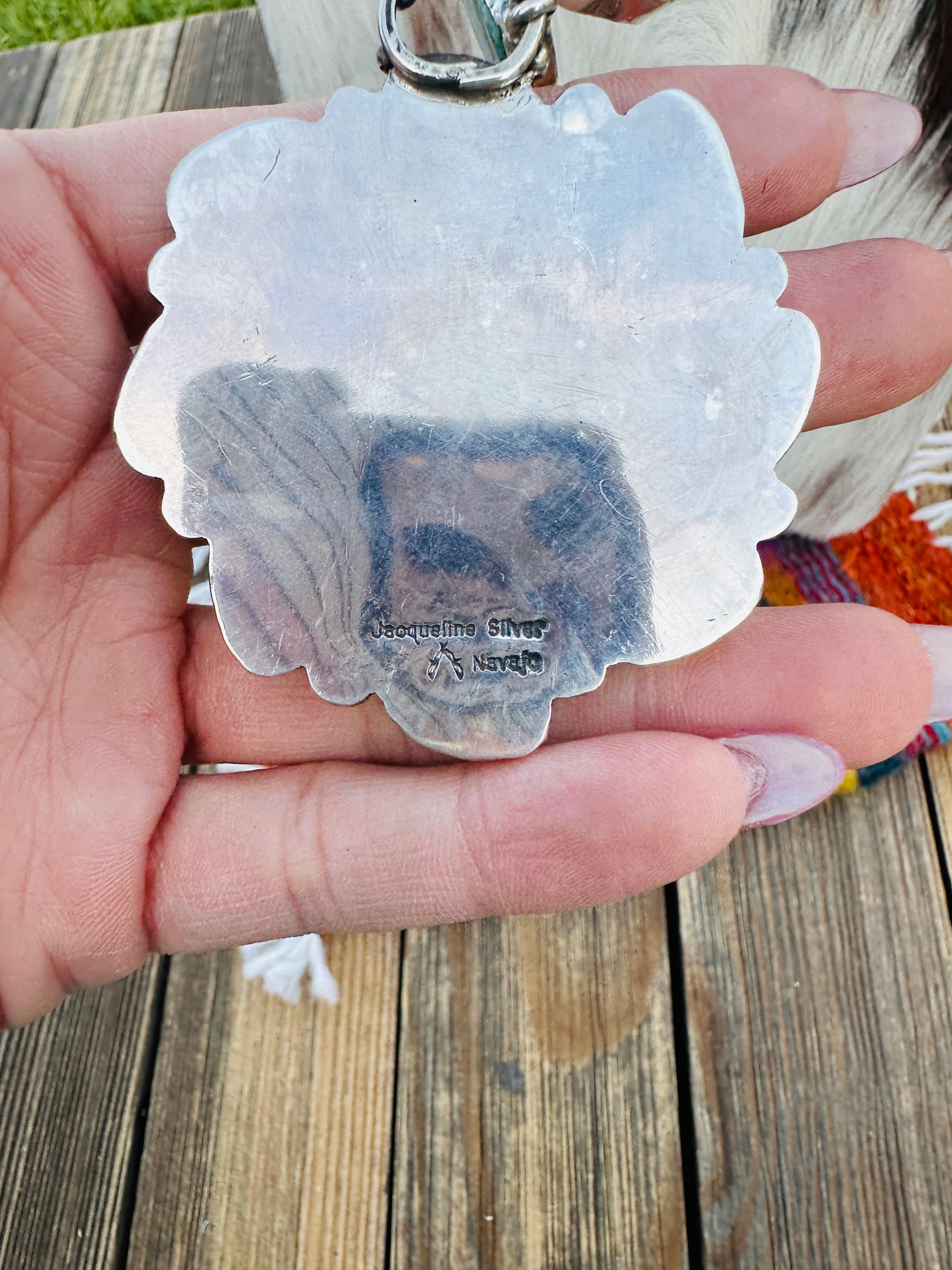 Handcrafted Turquoise & Sterling Silver Heart Necklace by Jacqueline Silver