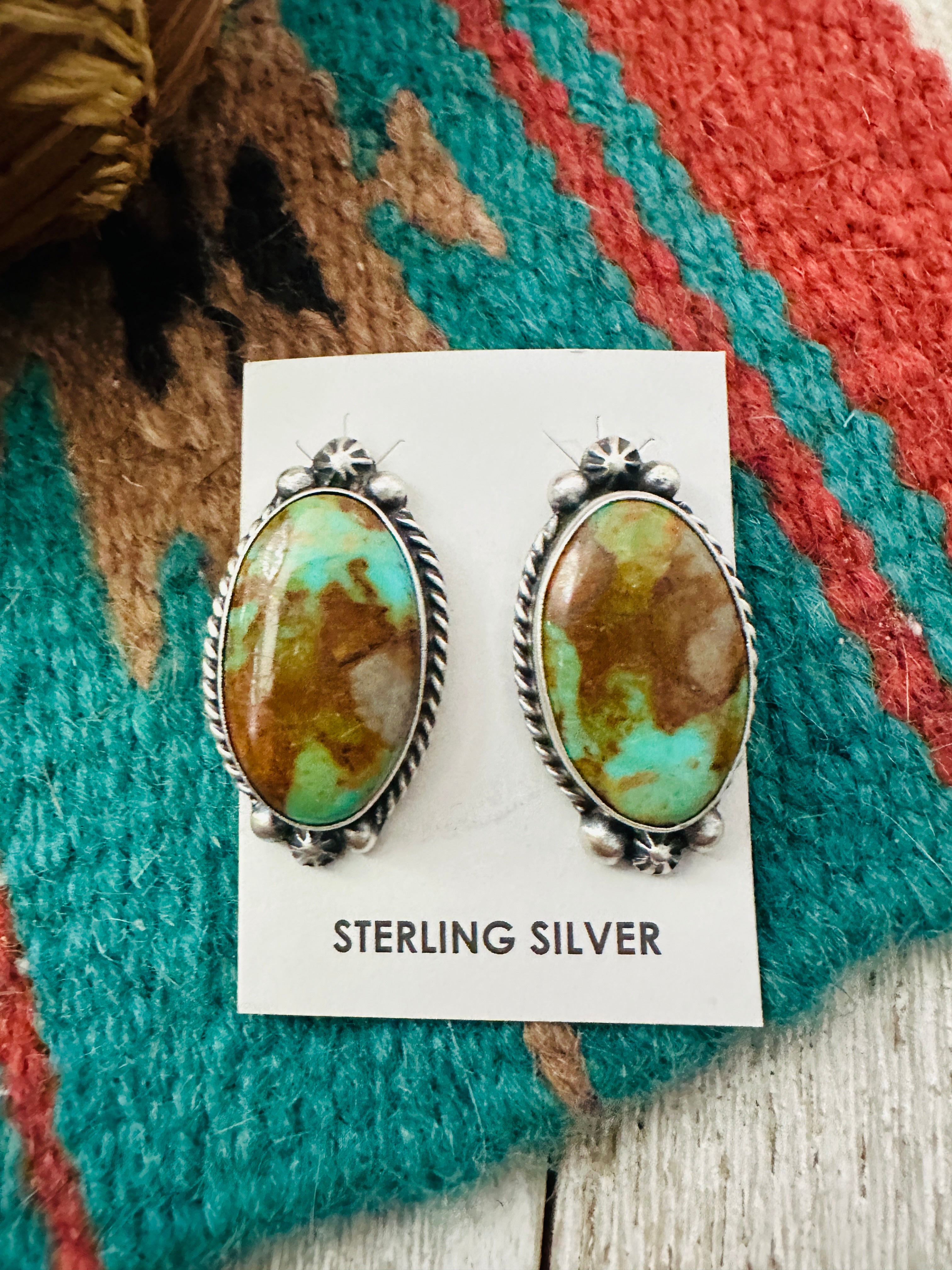 Handcrafted Turquoise & Sterling Silver Post Earrings