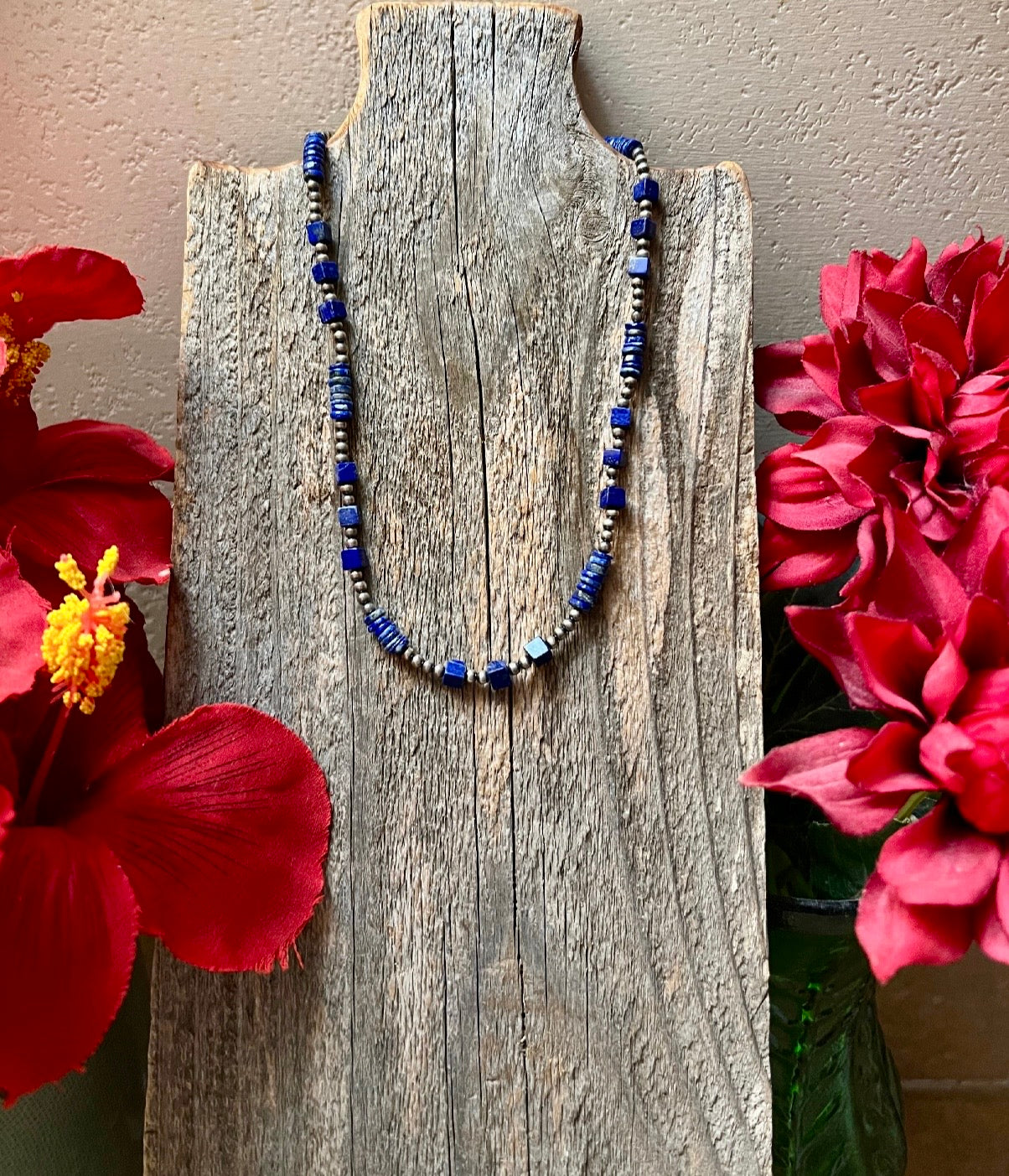 Handmade Lapis & Sterling Silver Beaded Necklace