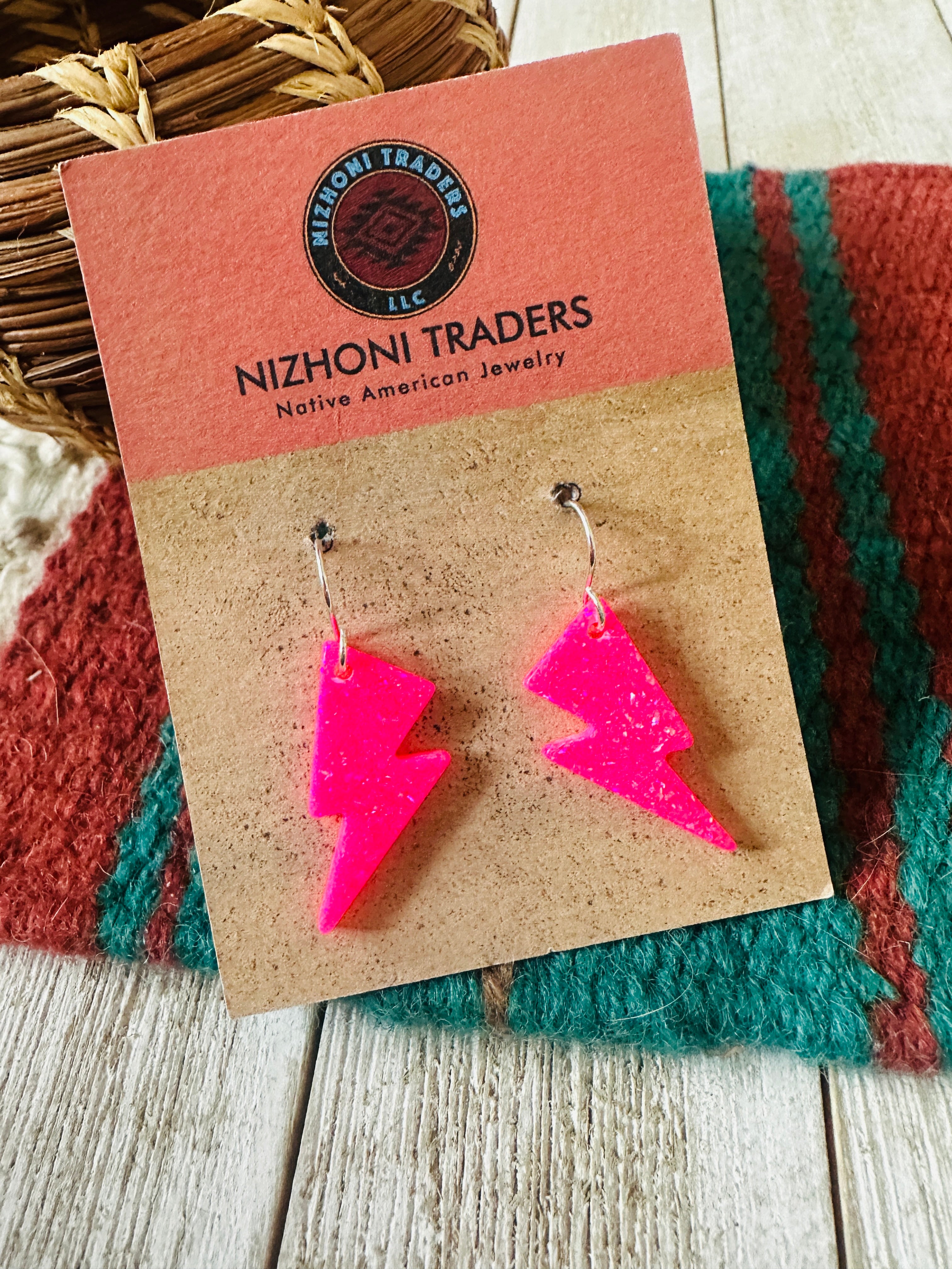 Handcrafted Sterling Silver & Opal Lightning Bolt Dangle Earrings