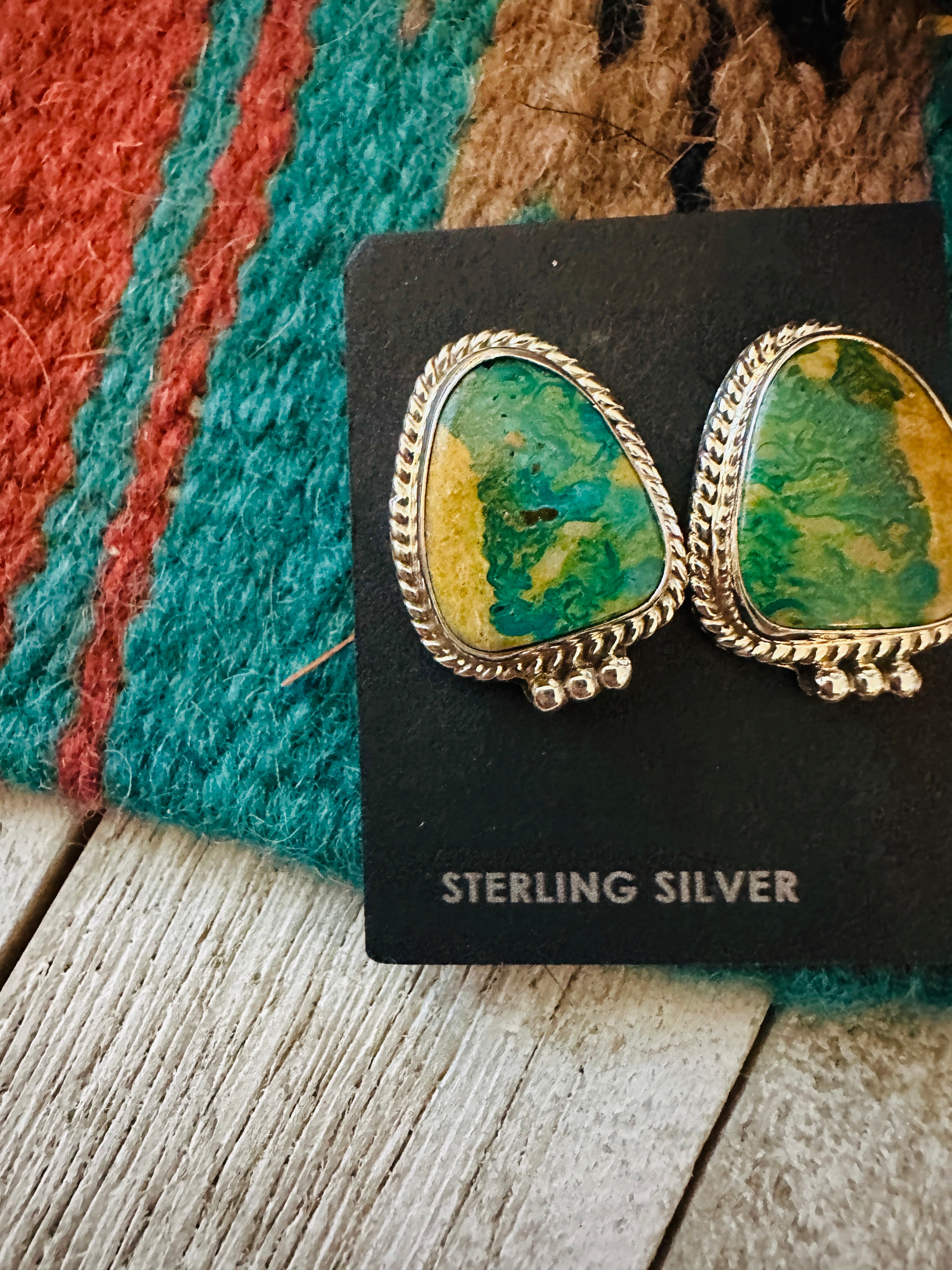Navajo Turquoise & Sterling Silver Post Earrings