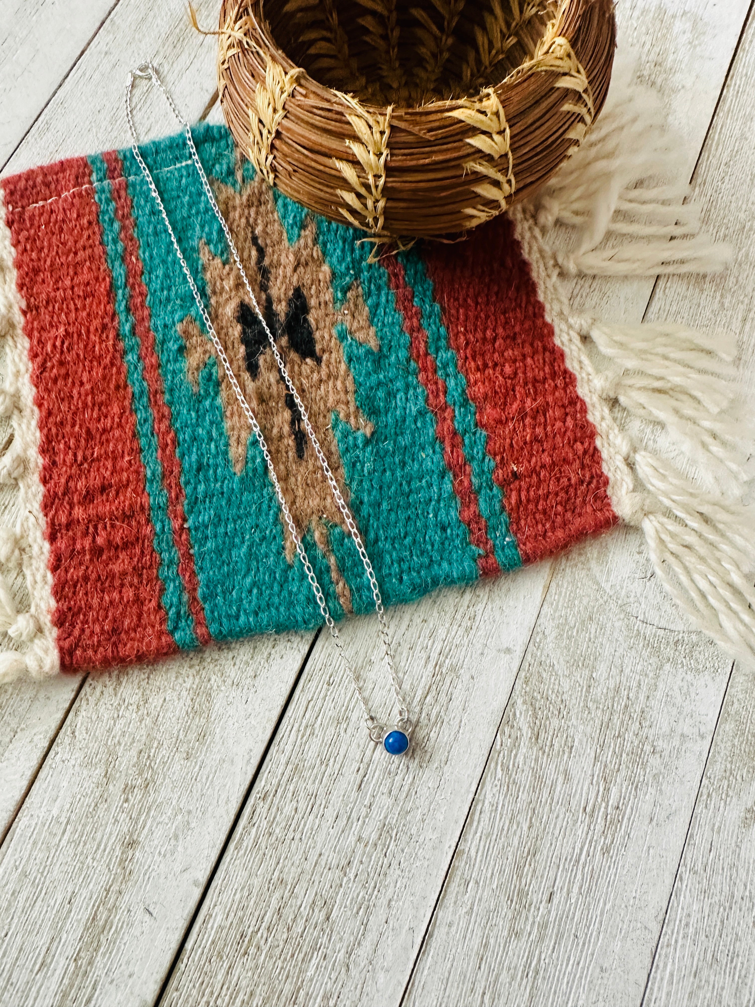 Handcrafted Sterling Silver & Lapis Dot Necklace