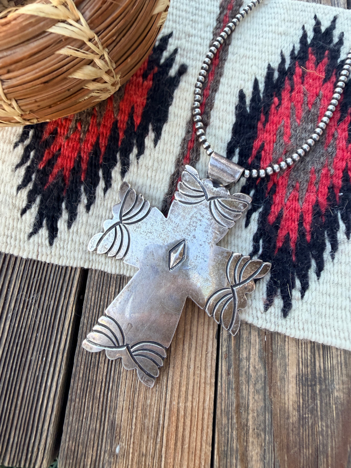 Old Pawn Handcrafted Sterling Silver Cross Pendant