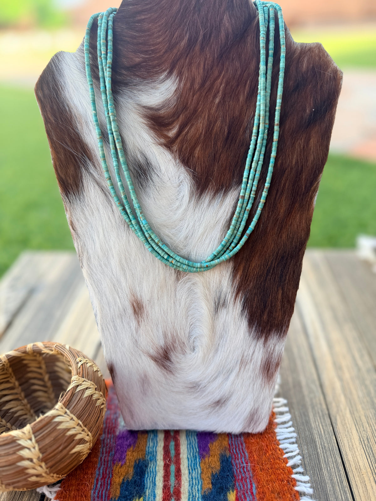 Old Pawn Handcrafted Turquoise Four-Strand Beaded 20” Necklace