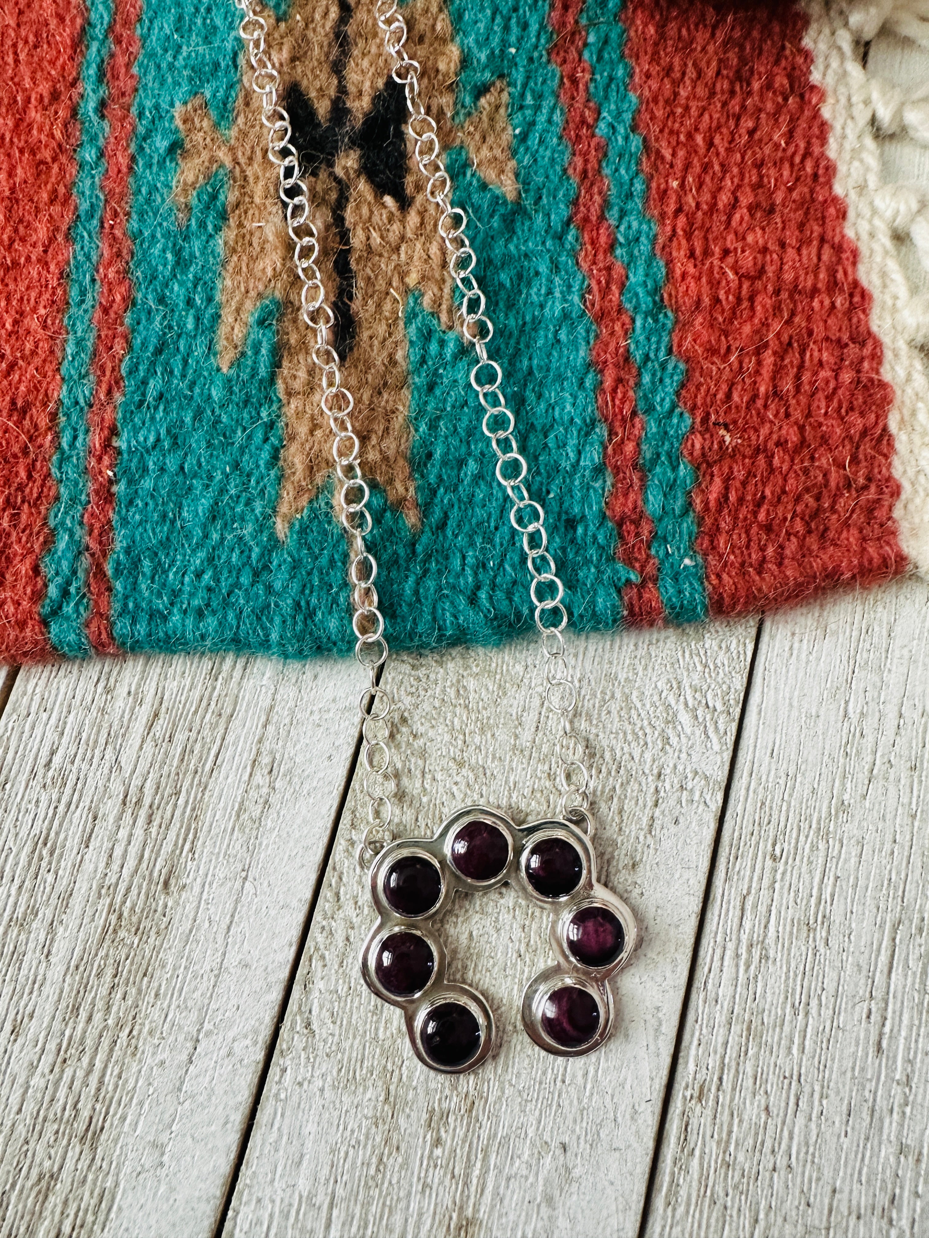 Handcrafted Sterling Silver & Purple Spiny Naja Necklace