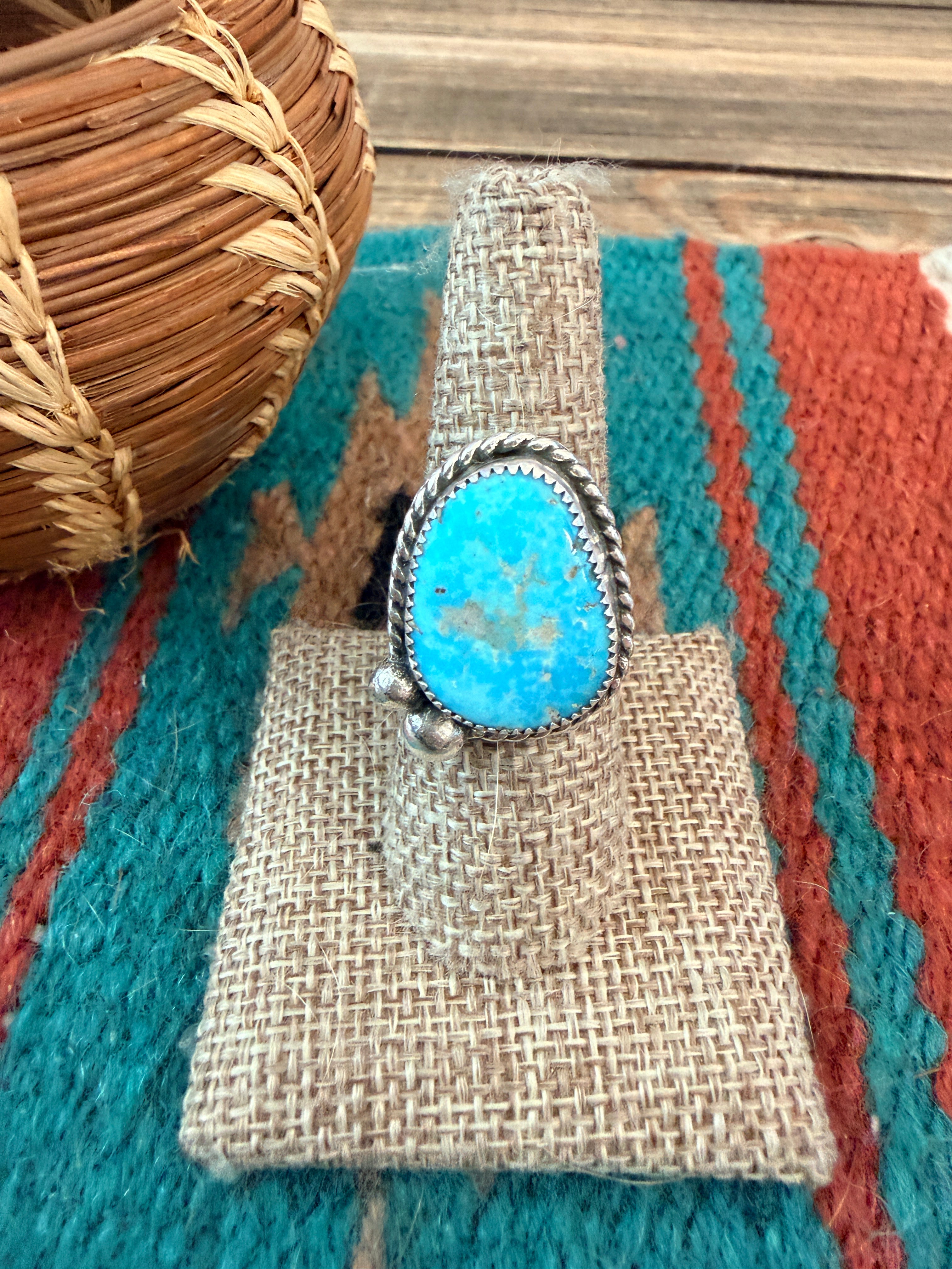 Handmade Sterling Silver & Turquoise Adjustable Ring