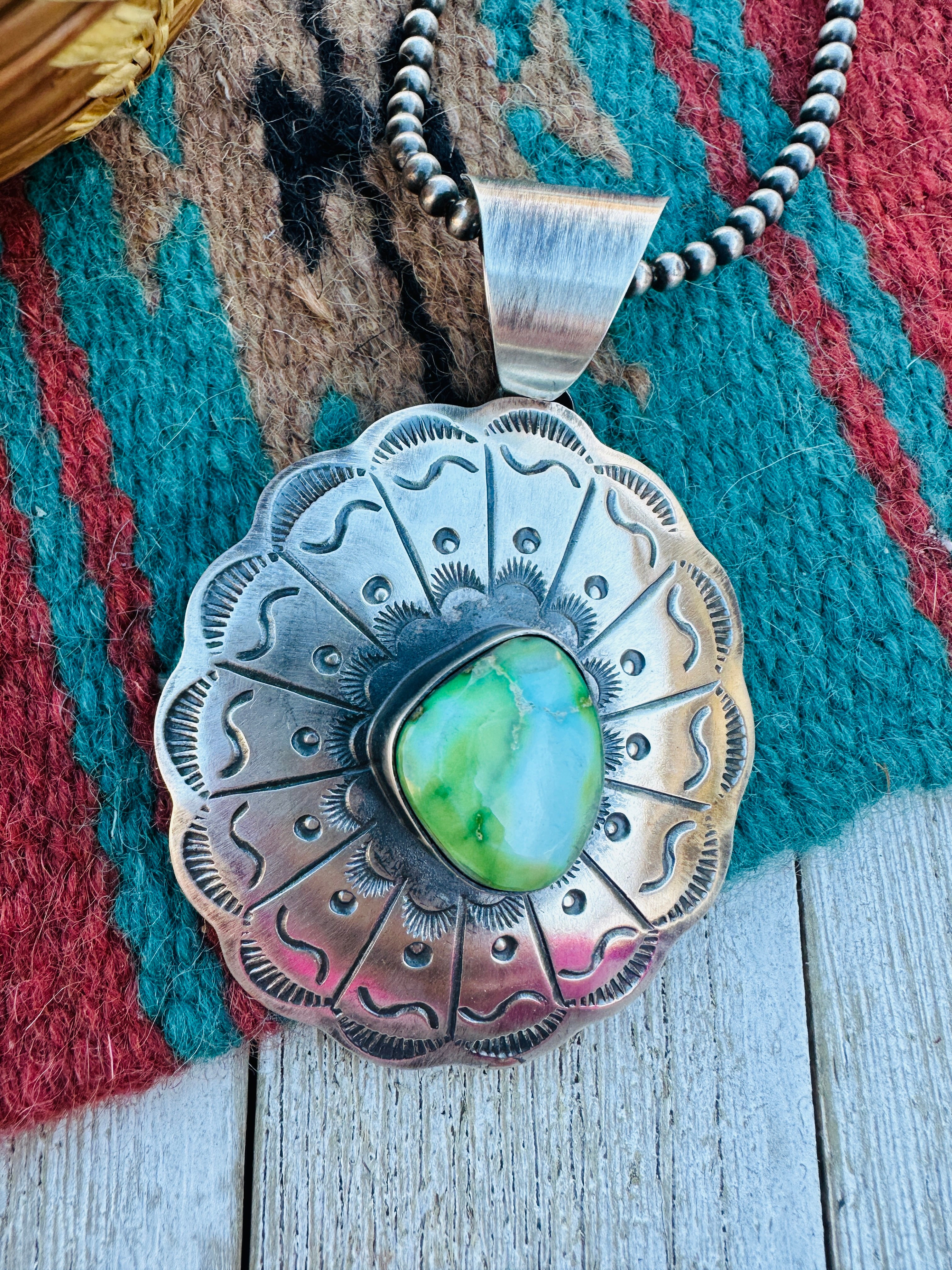 Handcrafted Sterling Silver & Sonoran Mountain Turquoise Pendant by Chimney Butte