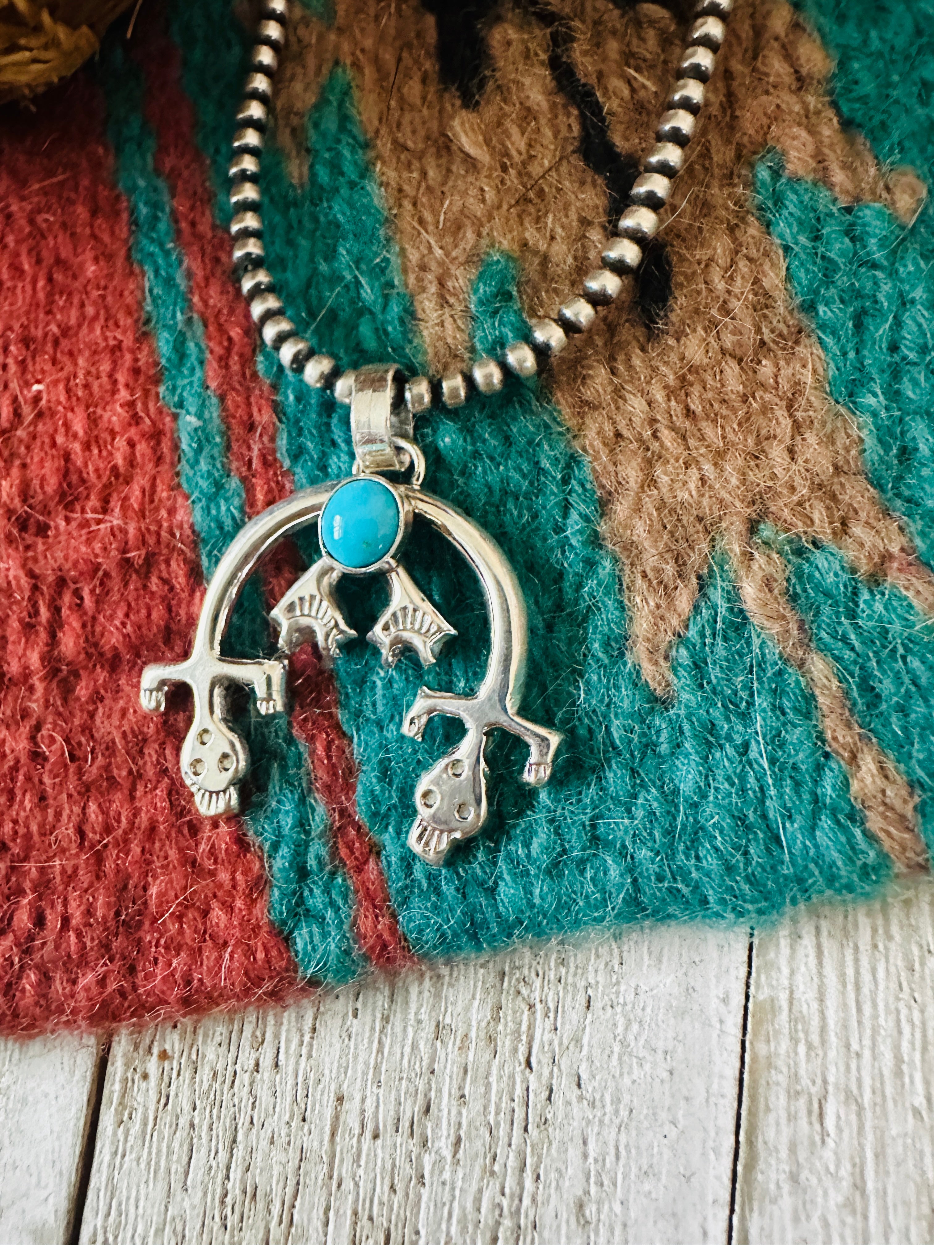 Handcrafted Sterling Silver & Turquoise Naja Pendant