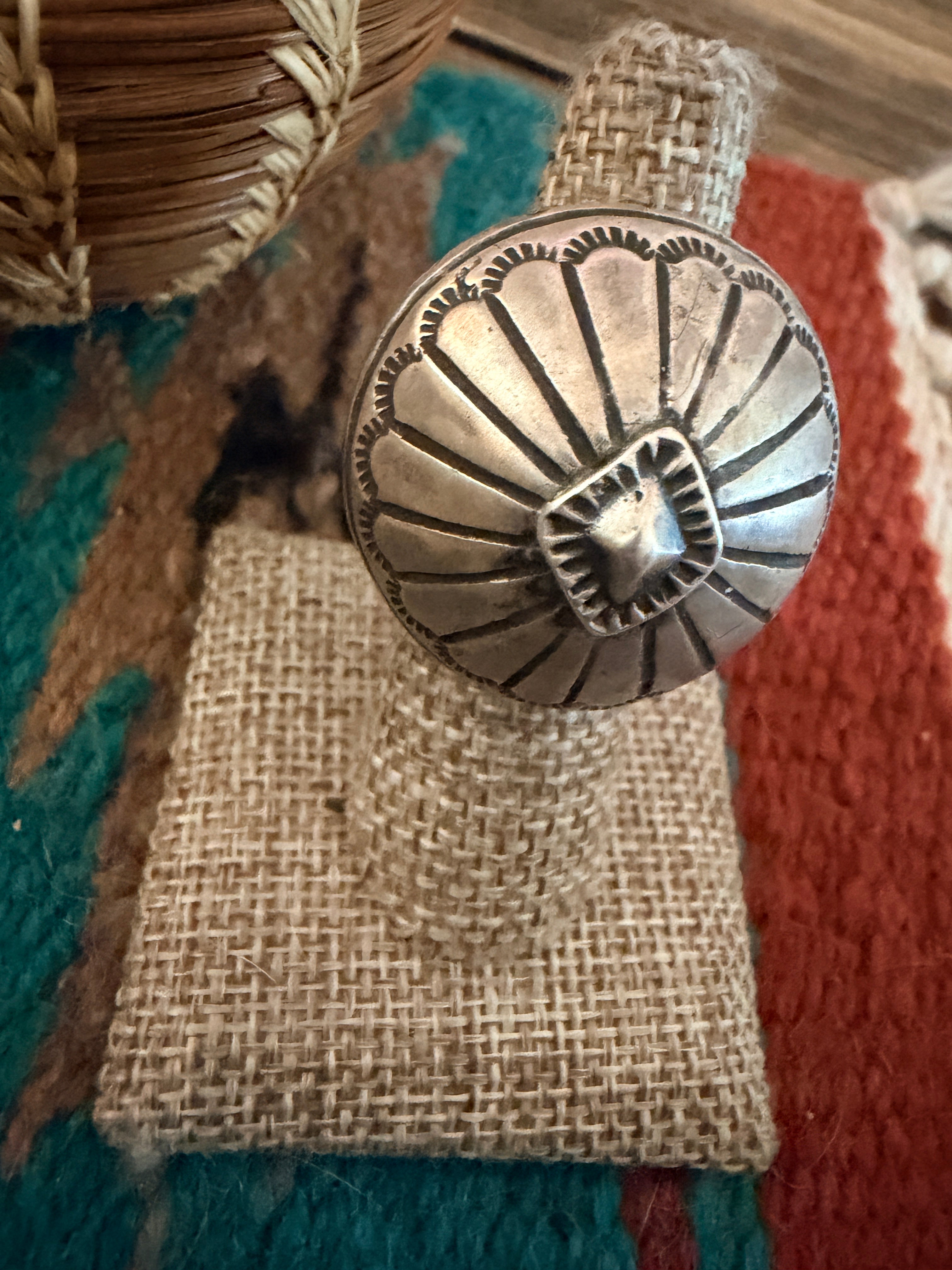 Handcrafted Sterling Silver Concho Ring Size 6 by Patrick Yazzie