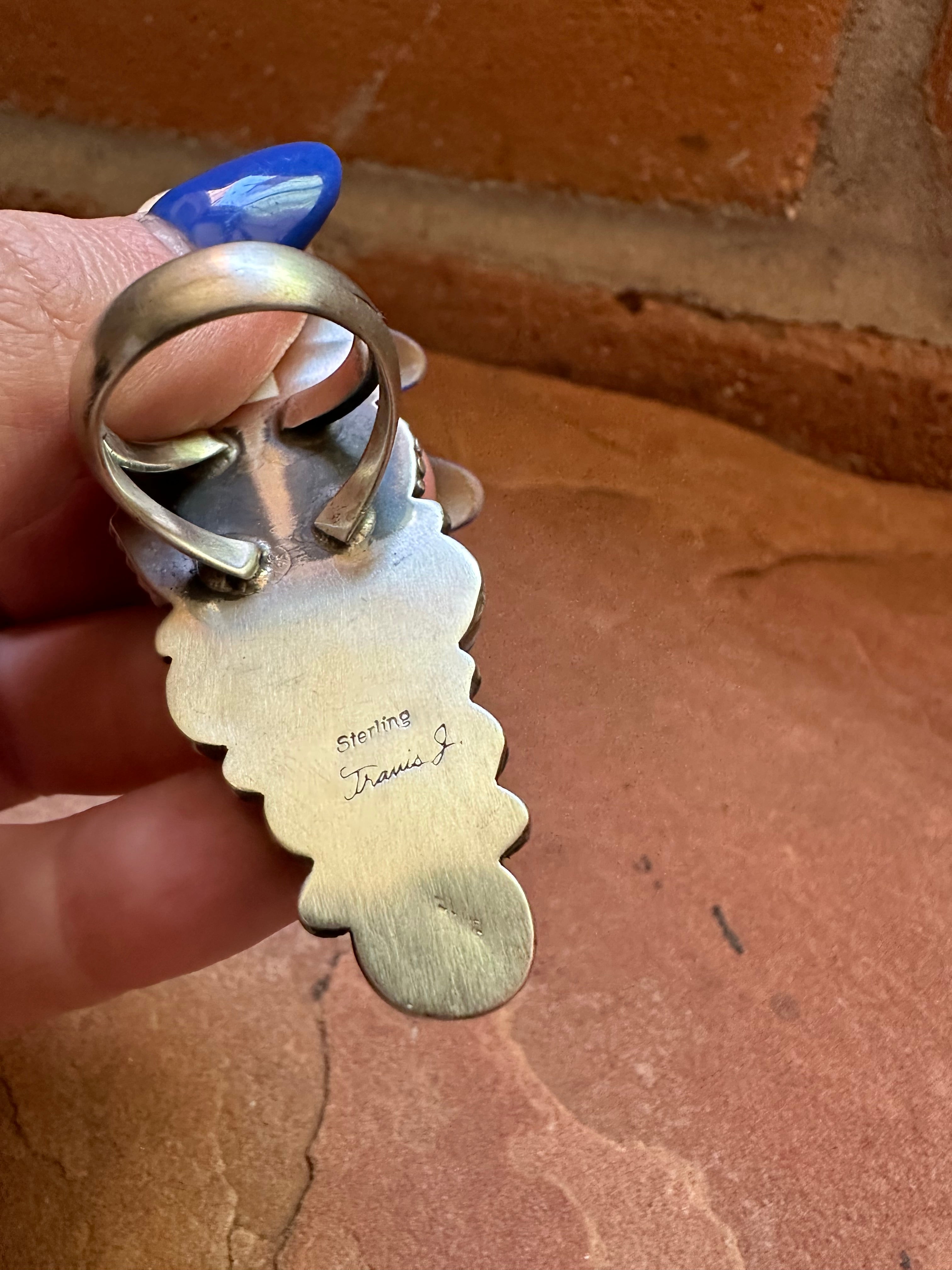 Navajo Blue BirdTurquoise & Sterling Silver Ring Size 8.5 Signed