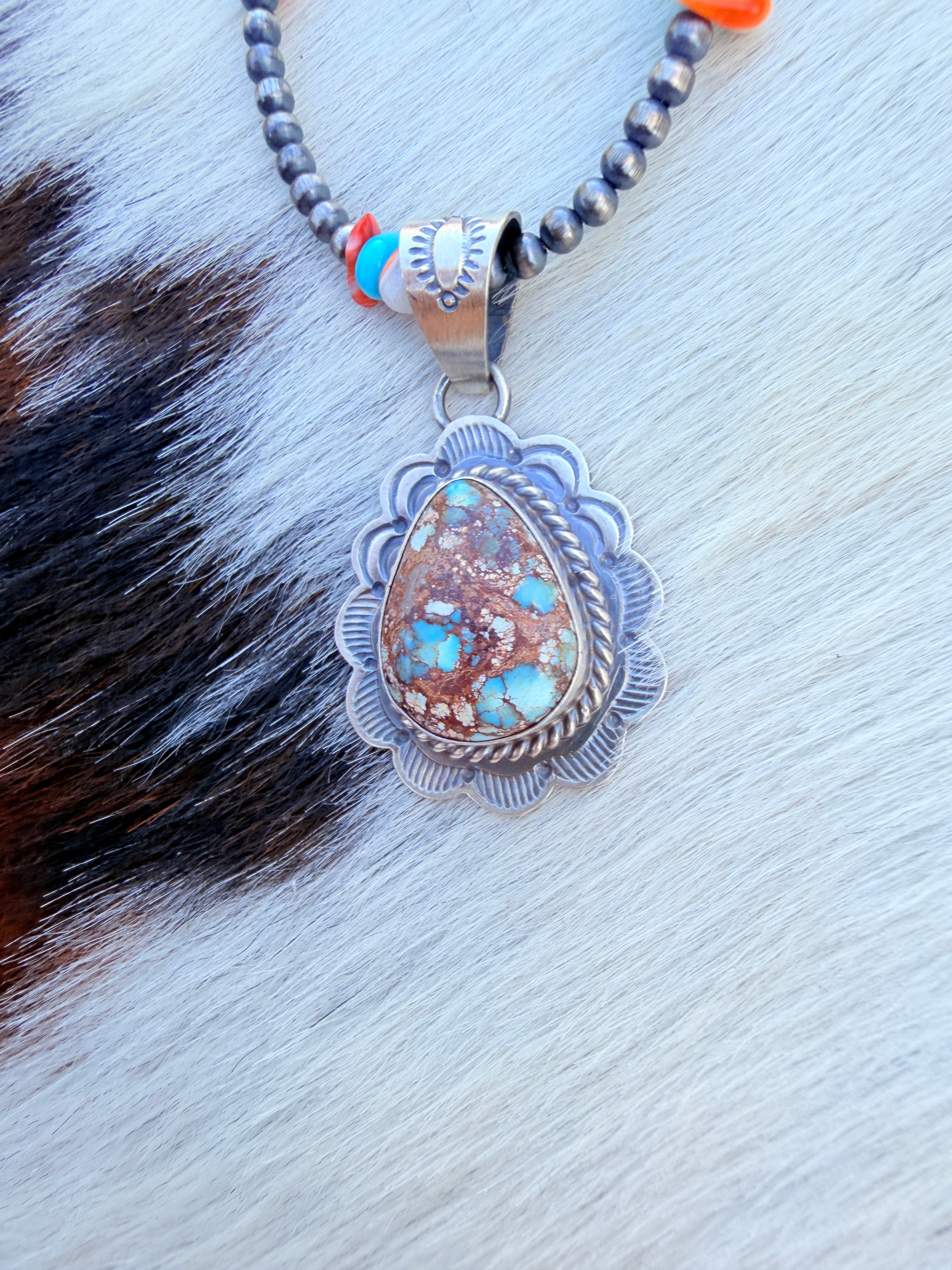Handcrafted Sterling Silver & Golden Hills Turquoise Pendant by David Skeets