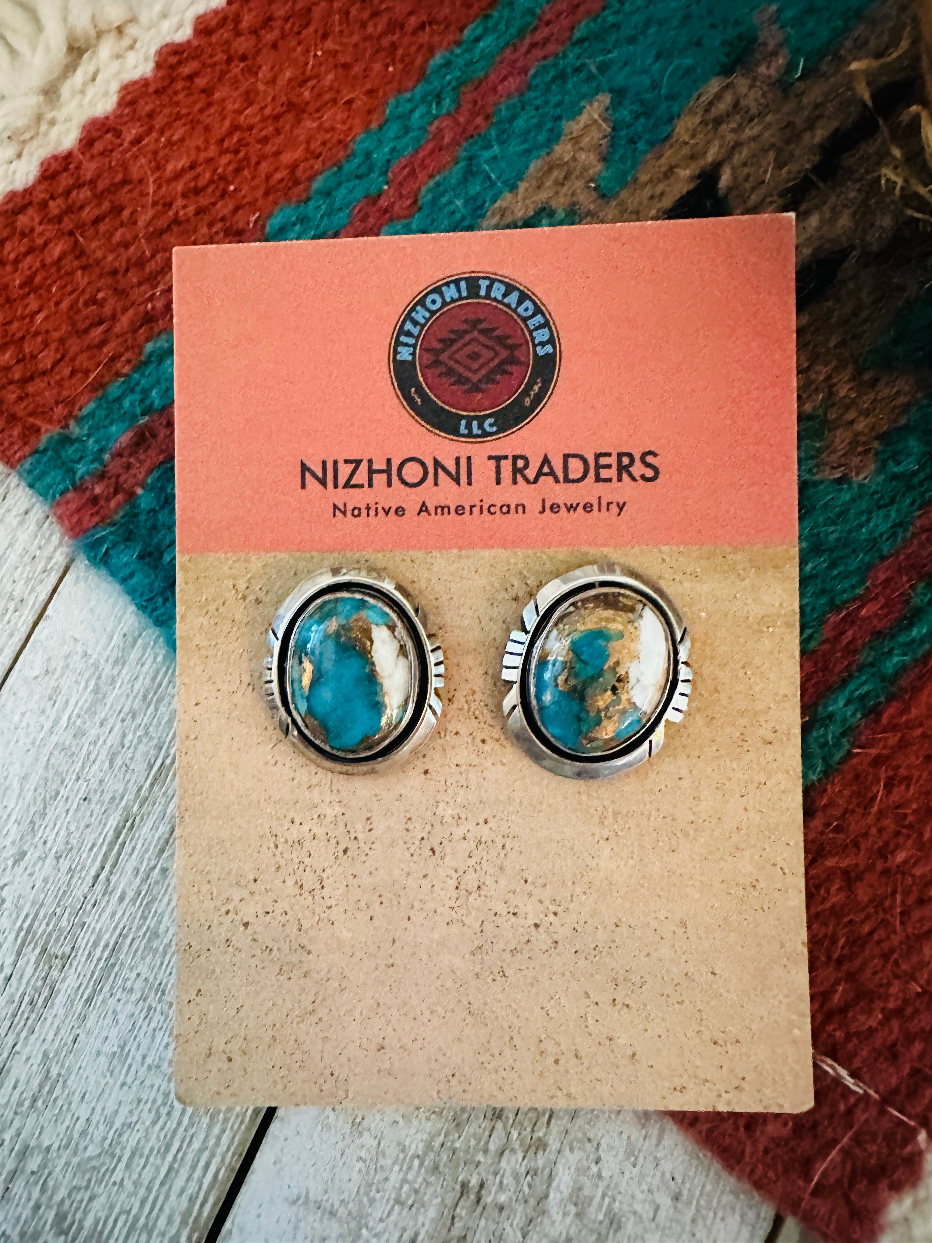 Navajo Spice & Sterling Silver Post Earrings