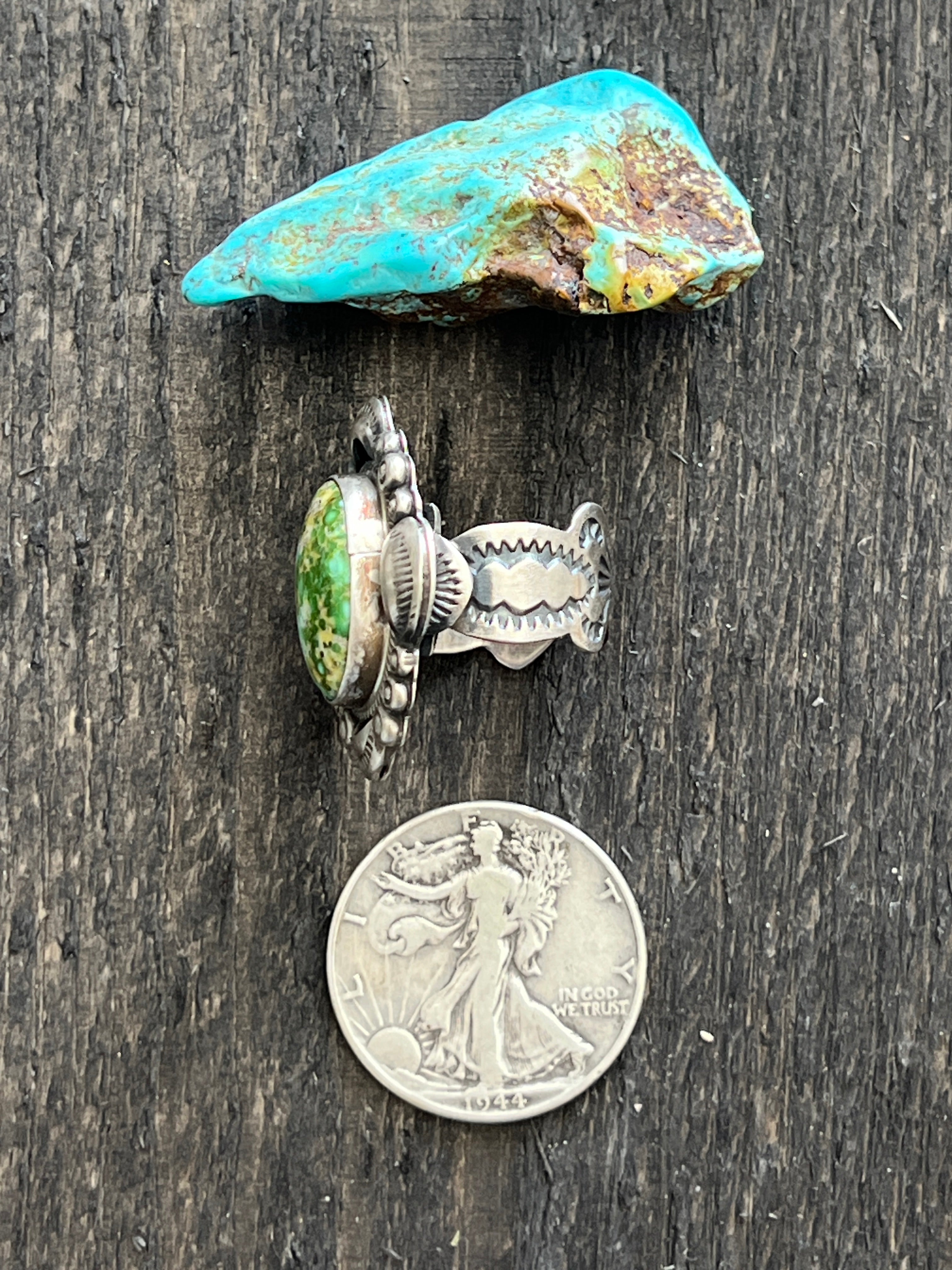 Handcrafted Sterling Silver and Sonoran Mountain Turquoise Single Stone Ring by Gilbert Tom, Size 9.5