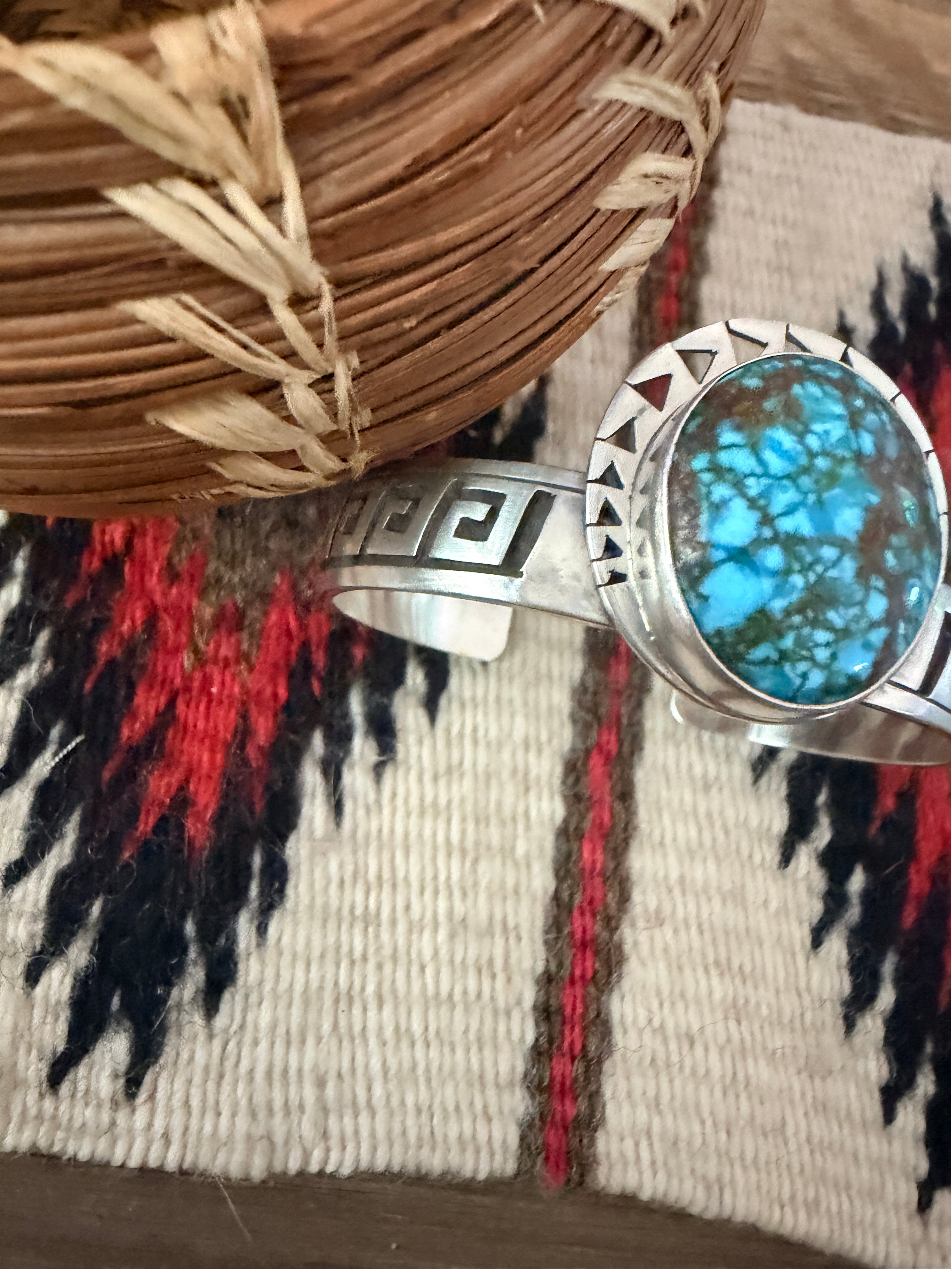 Handcrafted Kingman Web Turquoise & Sterling Silver Cuff Bracelet