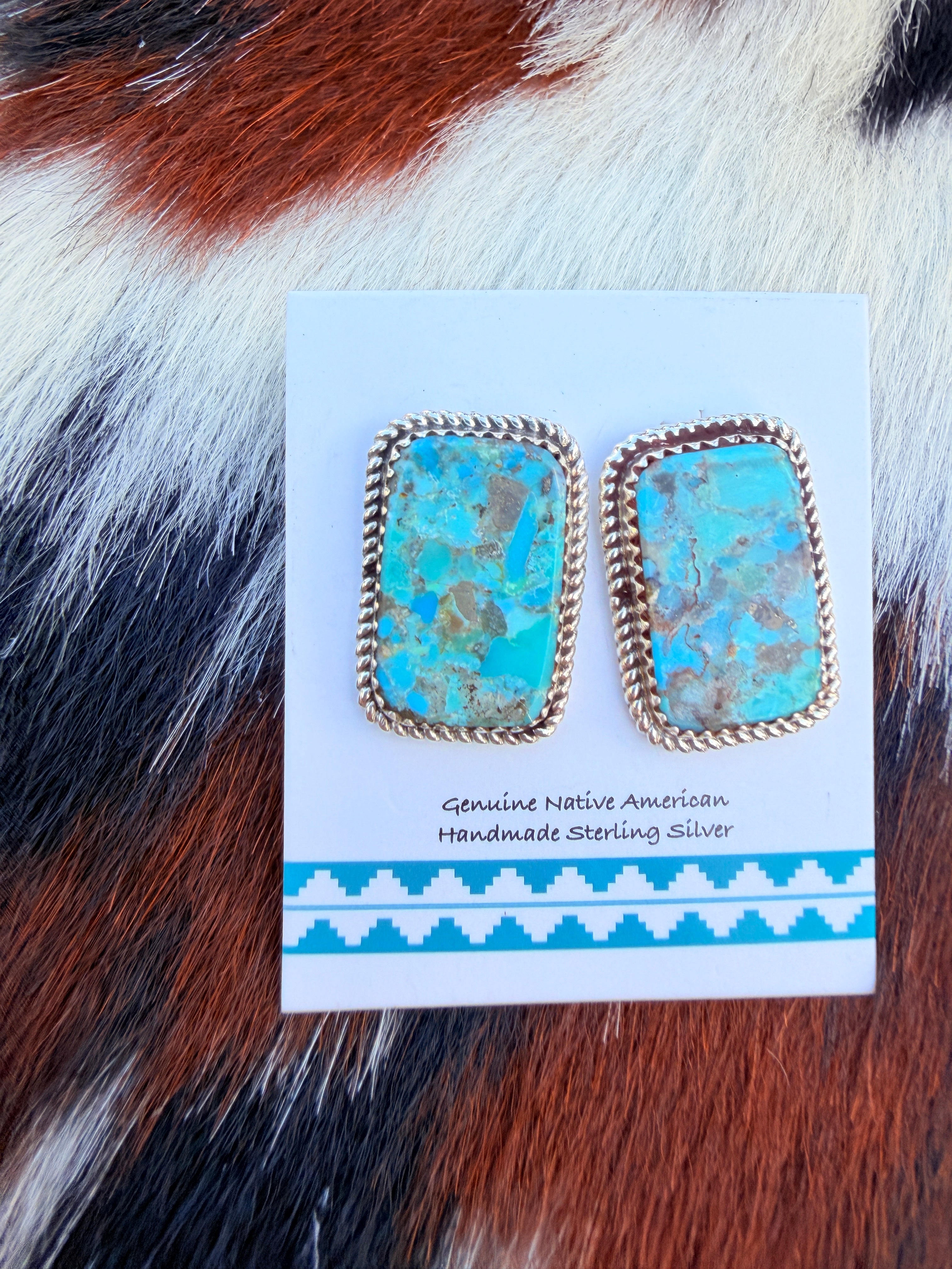 Handcrafted Turquoise & Sterling Silver Post Earrings