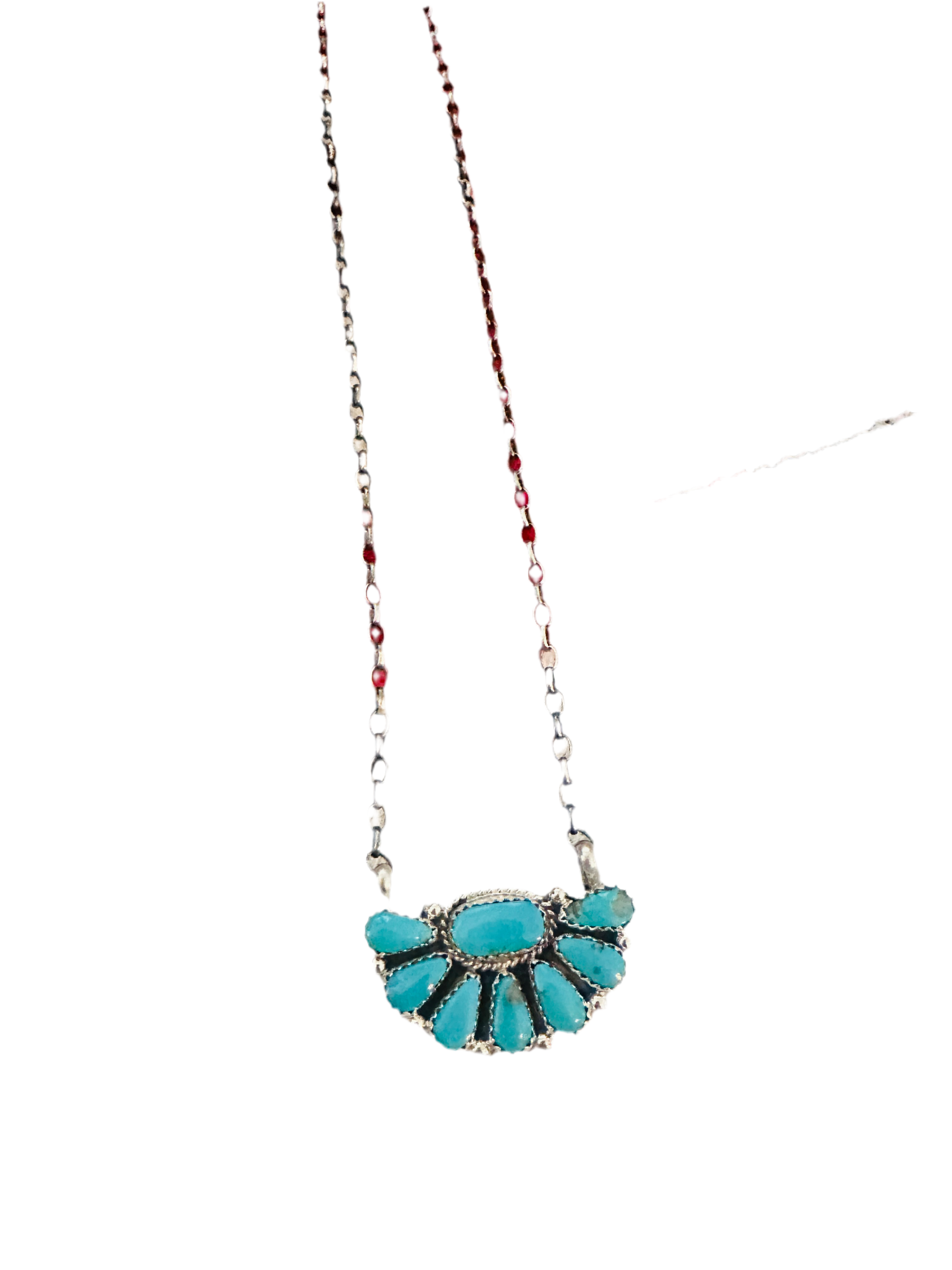Handcrafted Sterling Silver & Turquoise Cluster Necklace