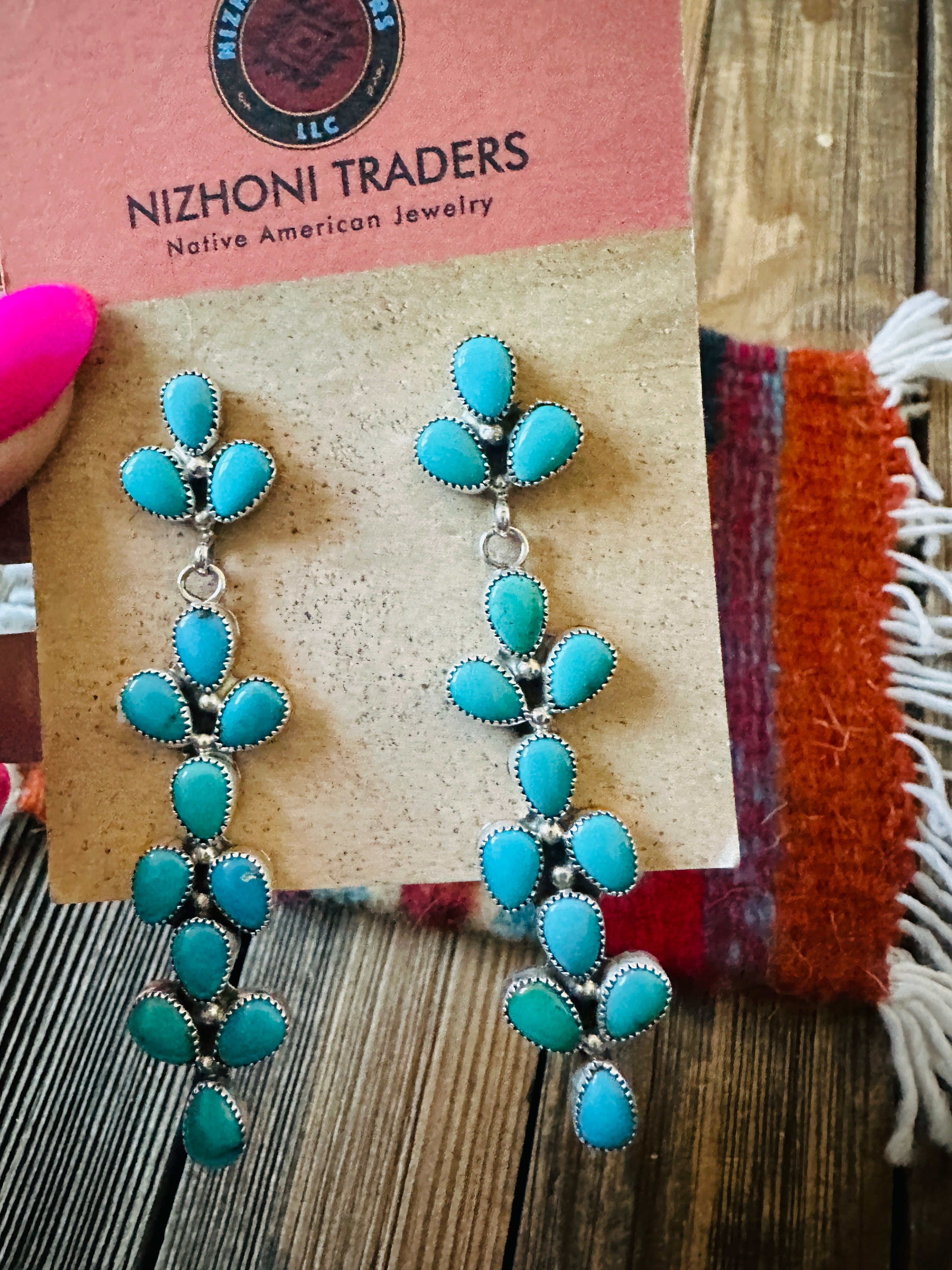 Handcrafted Turquoise & Sterling Silver Dangle Earrings